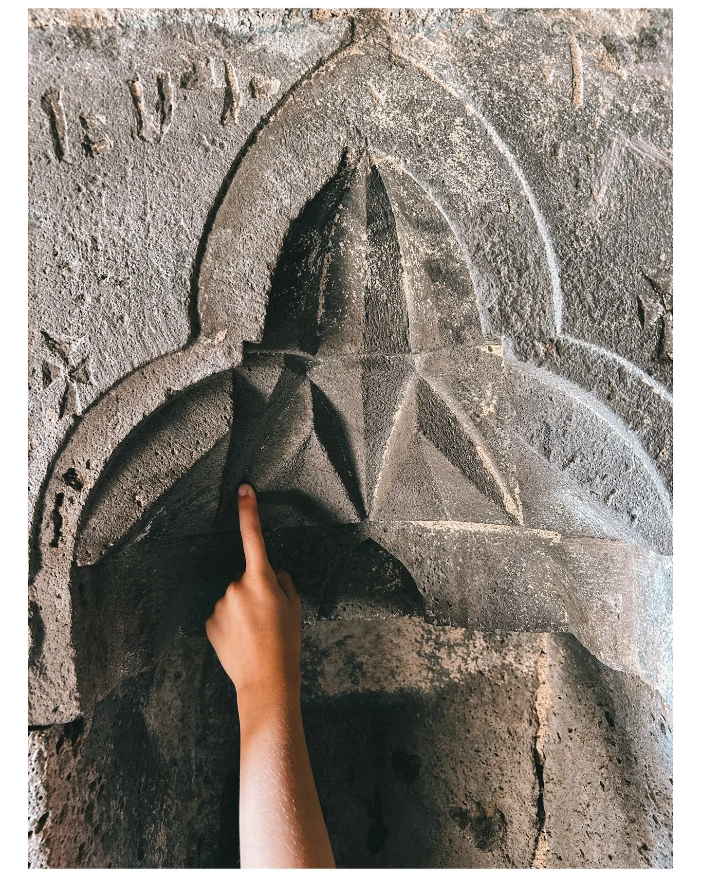 My 21st century Armenian baby&rsquo;s hand touching a 9th century carving made by an Armenian hand. 1200 years apart, but the same.