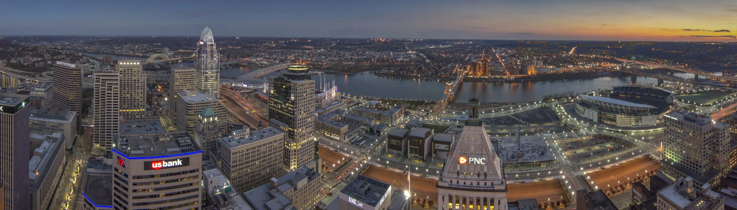 A panoramic view from the viewing deck at Carew Tower.