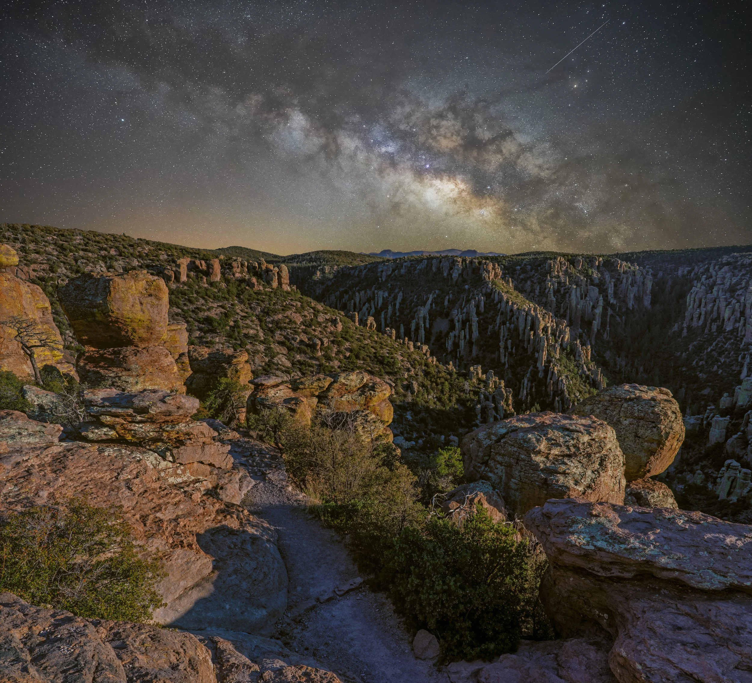The Milky Way over Massai Point in Chiricahua National Monument.  This was taken during the totality phase of the lunar eclipse on March 4, 2026.