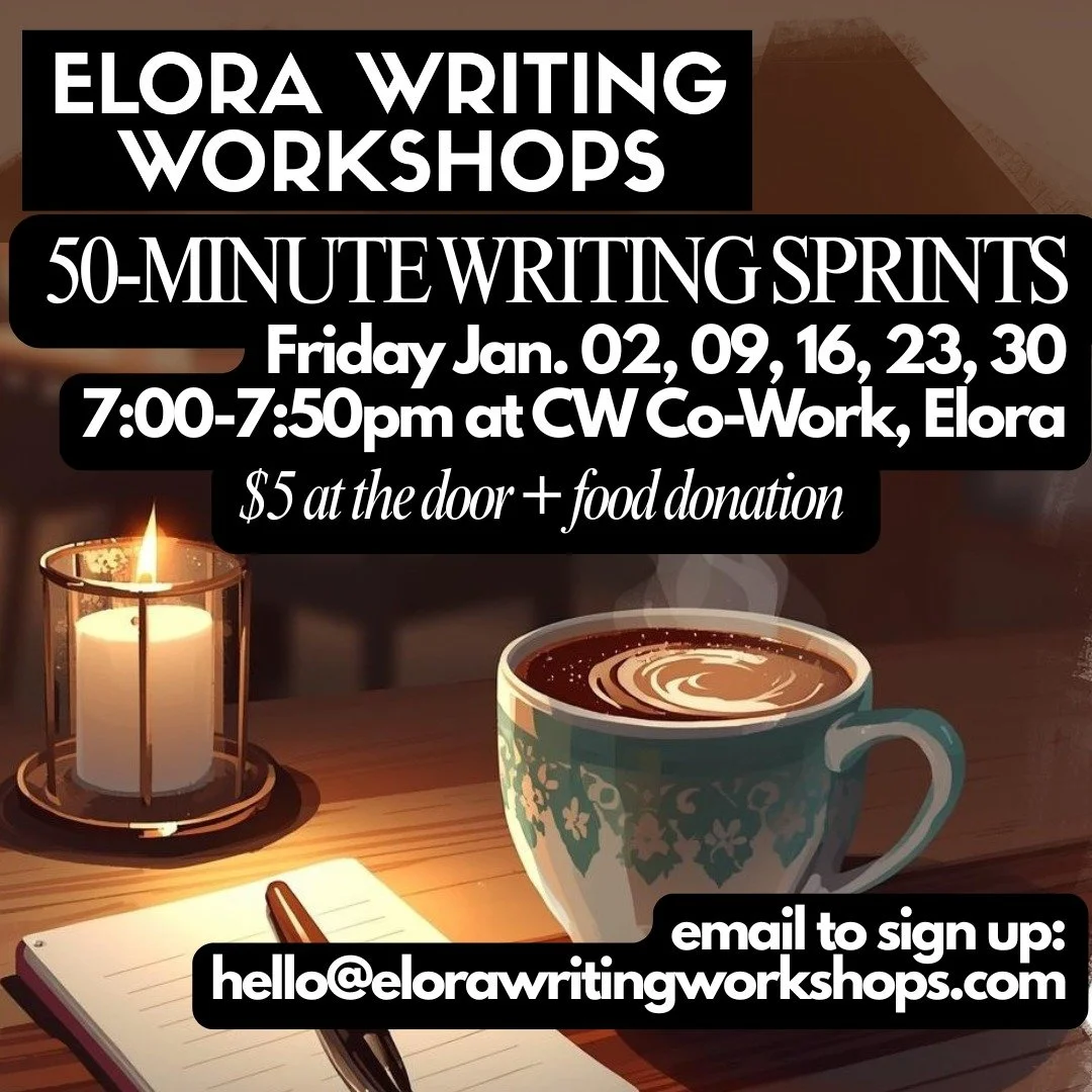No commitment. No pressure. Come for 50 minutes of gentle writing time with a friendly group. $5 cash at the door with a food donation, @cw.cowork. Join via email - hello@elorawritingworkshops.com (I often miss DMs, email is best!)