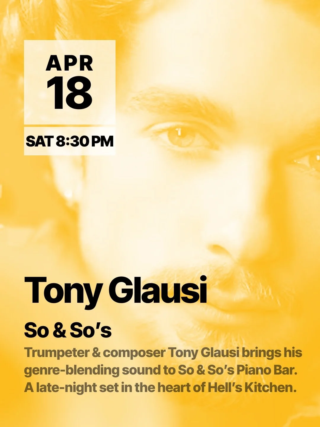Tony Glausi is at So &amp; So&rsquo;s two Saturdays running &mdash; and if you&rsquo;ve been once, you already know why.

Craig watched Tony weave a Happy Birthday melody into a live improvisation so seamlessly that the room didn&rsquo;t realize it w