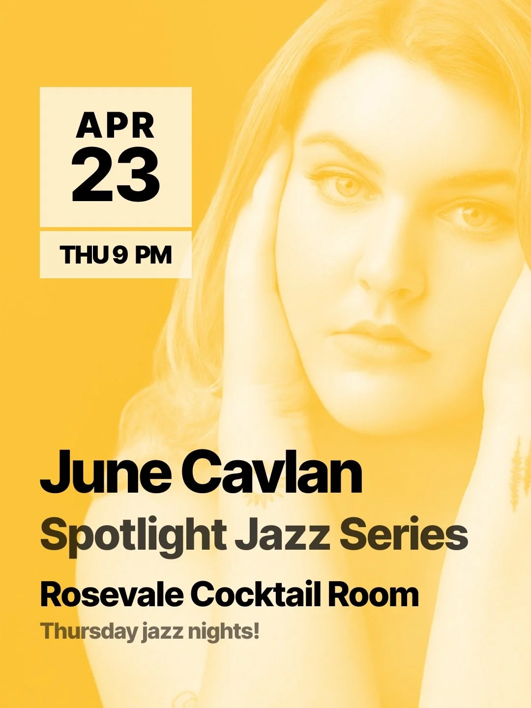 June Cavlan arranged every note on her debut album herself. On Thursday nights at Rosevale, she brings that same completeness to the room.

June made her solo Triad debut at Night at the Triad 8 on March 24th. Craig described what happened: &ldquo;Ju