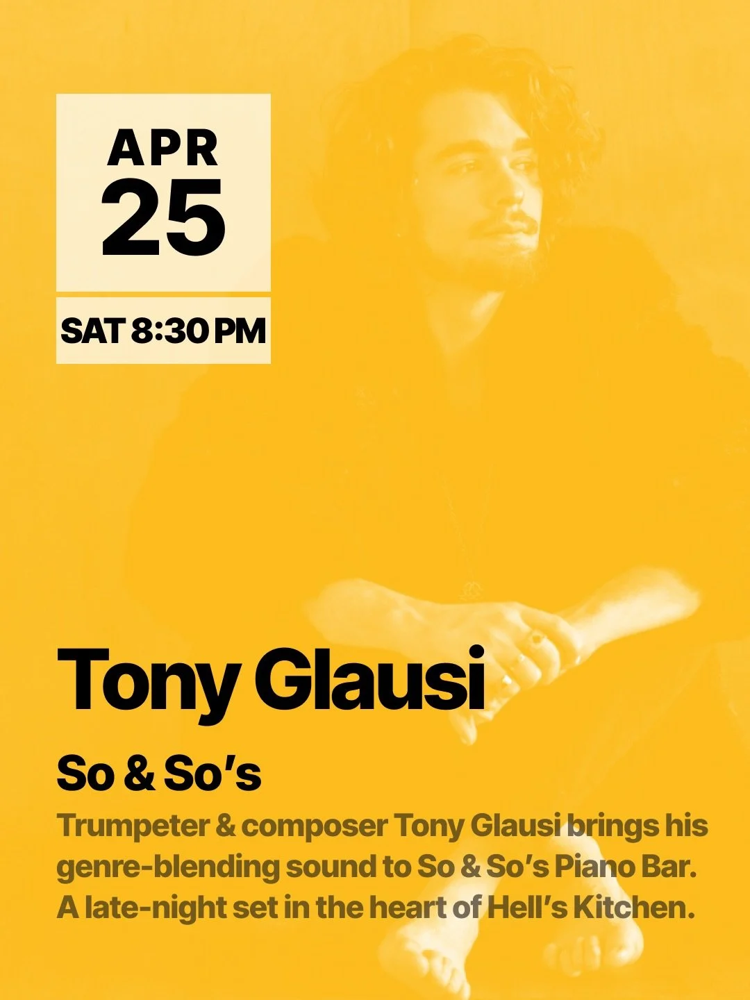 Tony Glausi is at So &amp; So&rsquo;s two Saturdays running &mdash; and if you&rsquo;ve been once, you already know why.

Craig watched Tony weave a Happy Birthday melody into a live improvisation so seamlessly that the room didn&rsquo;t realize it w