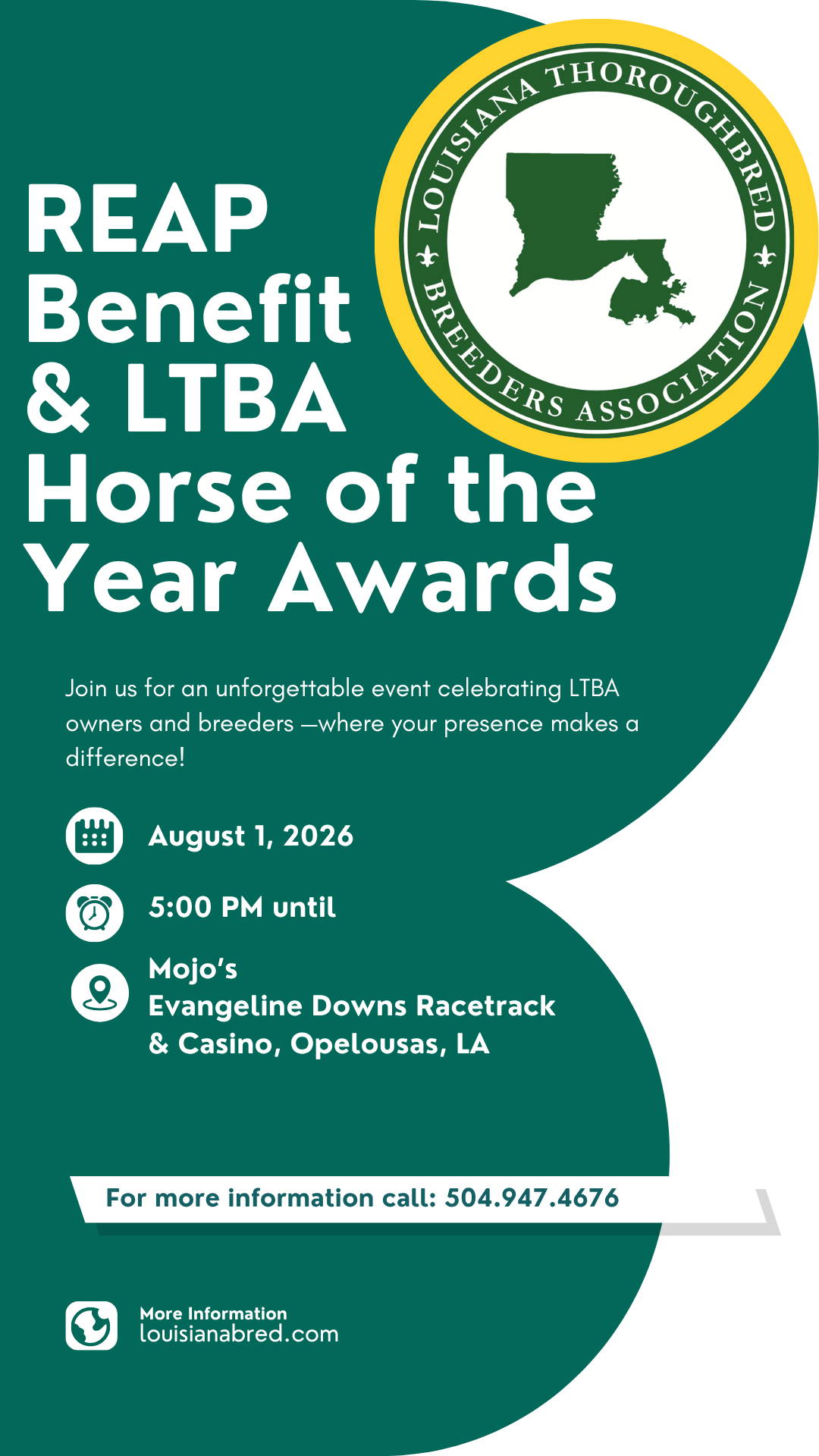 Join us for the&nbsp;REAP&nbsp;Benefit &amp; LTBA Horse of the Year Awards