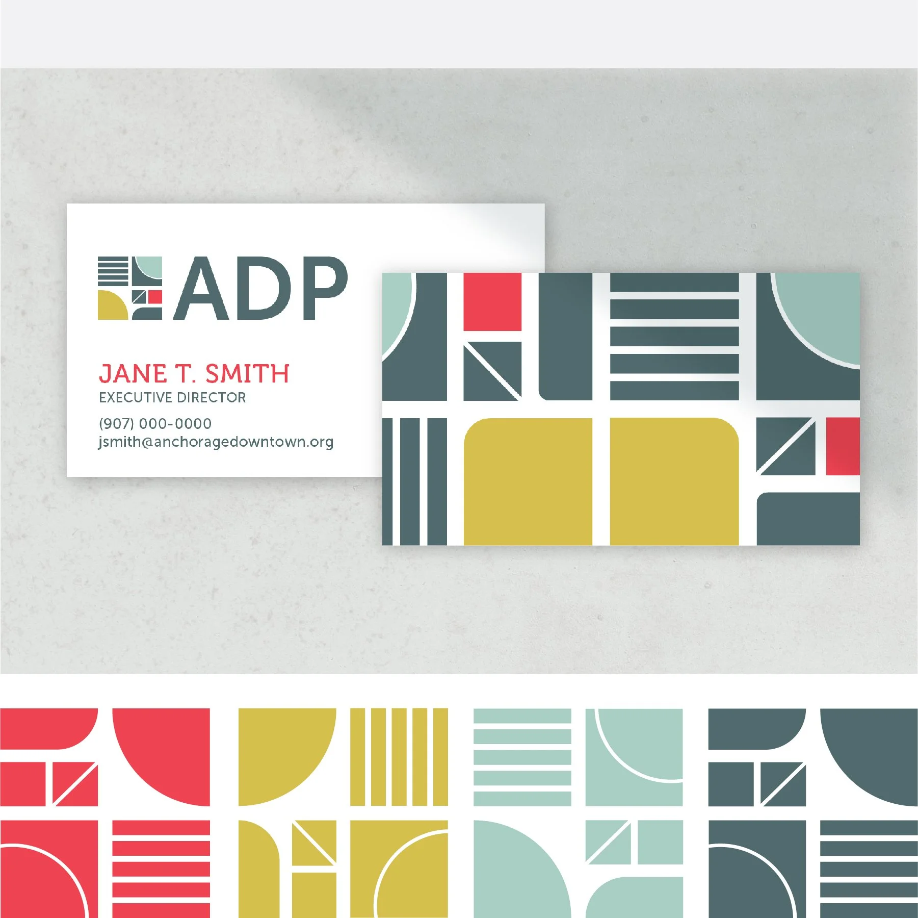 Anchorage Downtown Partnership Business Cards and Pattern
