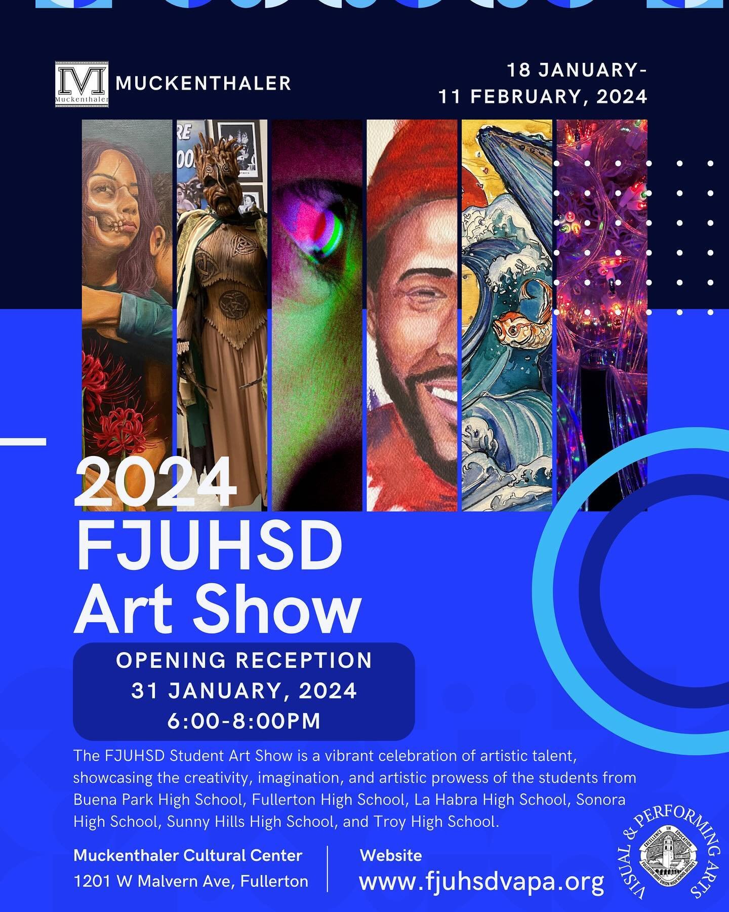 Come out and see some great student artwork and enjoy some appetizers with some cool people. The FJUHSD district art show Opening Reception is happening on January 31 starting at 6:00 pm and goes until 8:00 pm. The exhibit will be on display from Jan