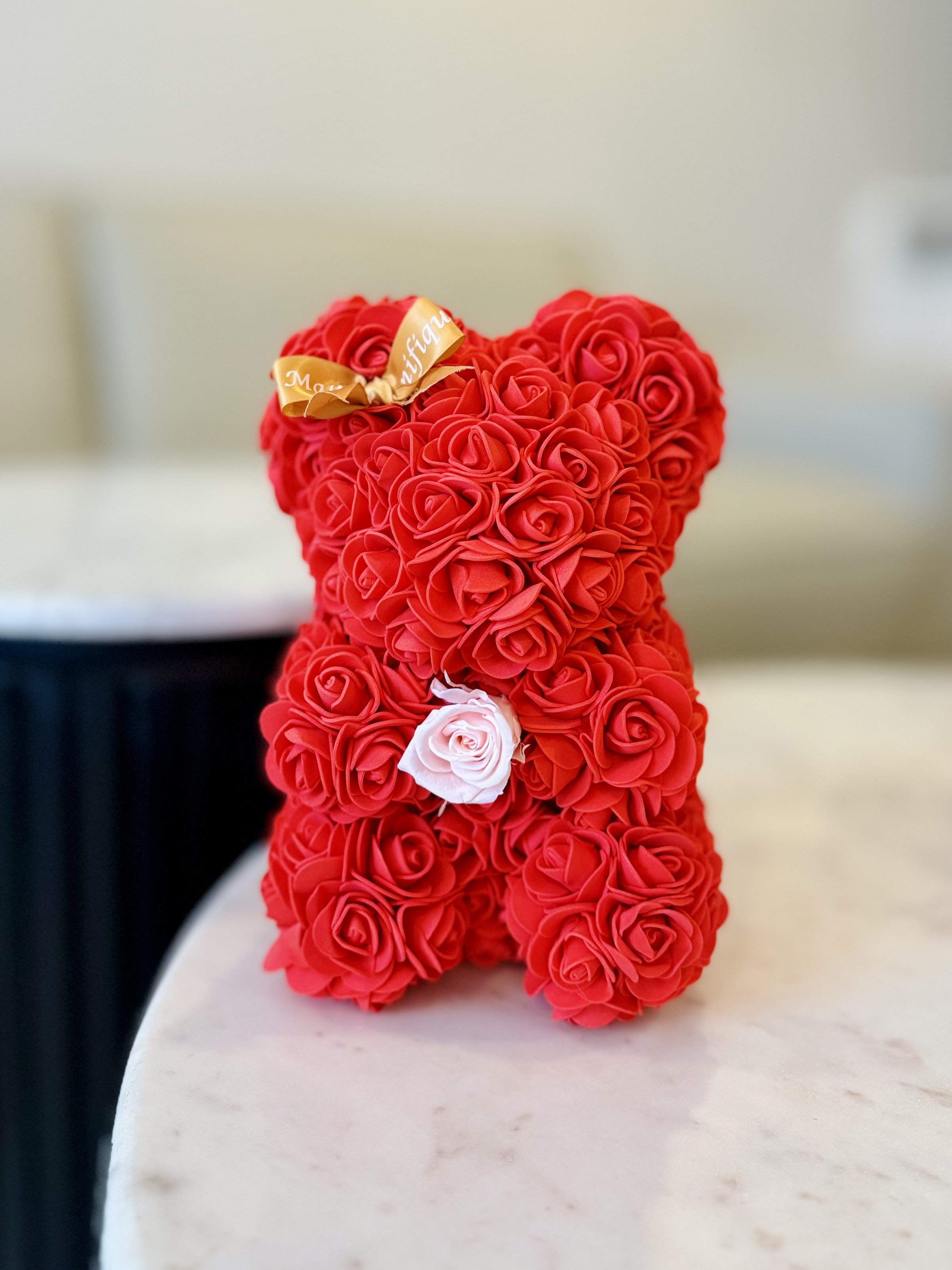 Red Rose Bear with Mini Preserved Rose