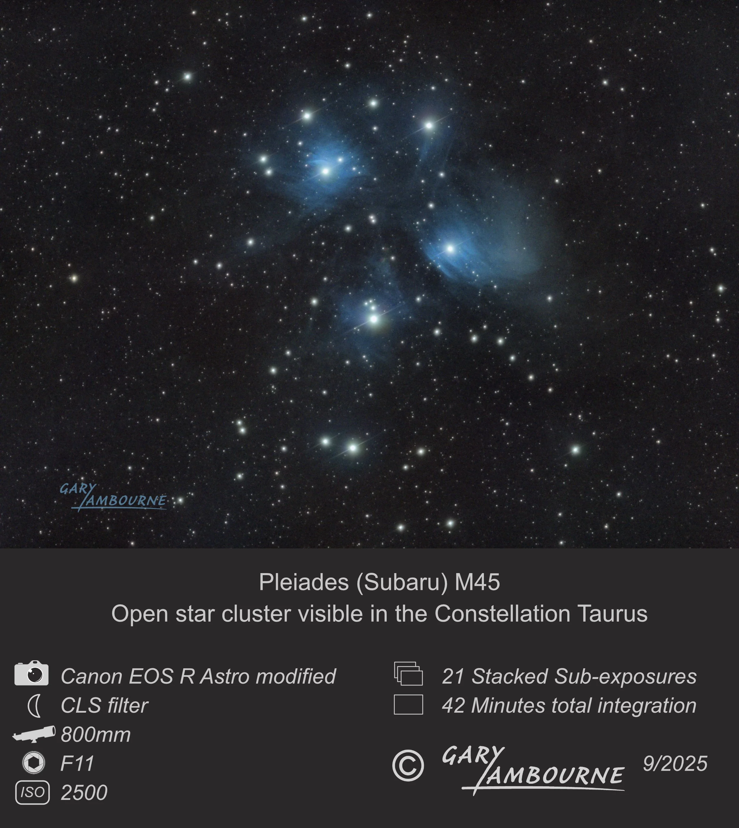 Pleiades M45 Copyright Image