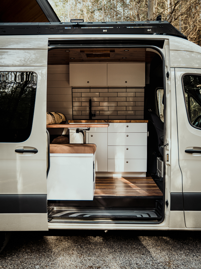 Inside of Sprinter Van conversion