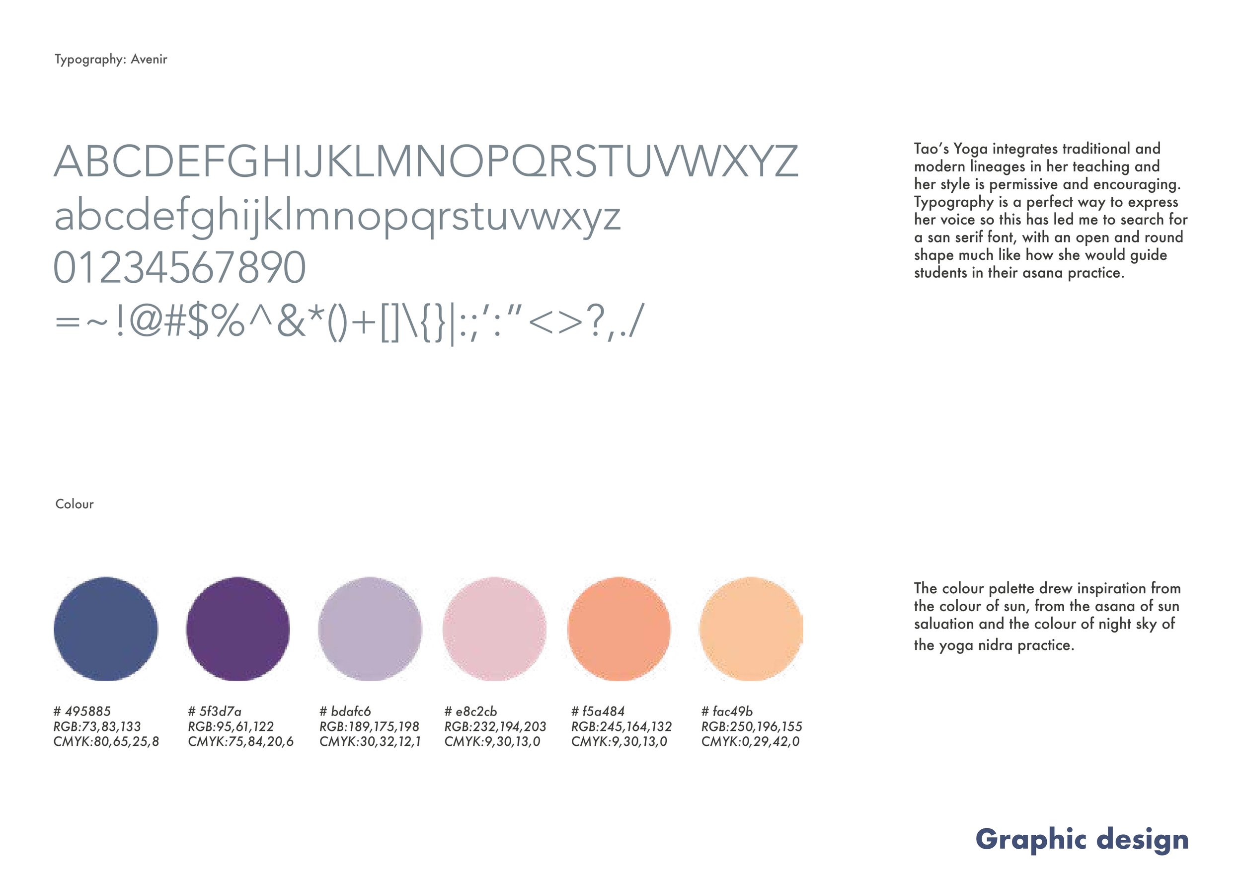 Tao's Yoga brand colour palette