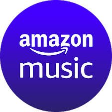 Amazon Music logo with white text on a blue circular background