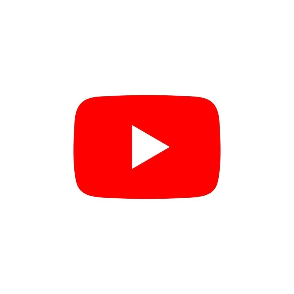 YouTube play button logo on a white background.