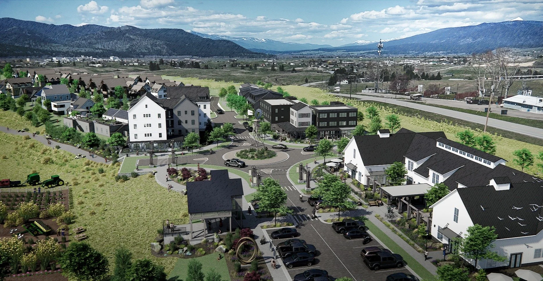 Good things are coming to west Missoula! -- Grass Valley Gardens --

#agrihood #foodhaul #sketchup #enscape #montana #missoula #missoulaarchitect