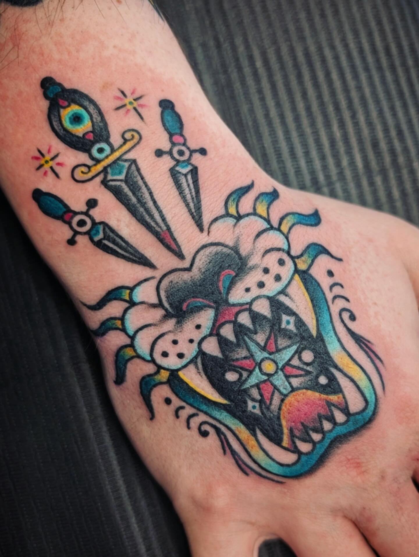 Hand done by @jessicanoeltattoo 
Contact directly for appointments, thurs-sun
Call shop for walk in availability 
.
.
.
#seattletattoo #traditionaltattoo