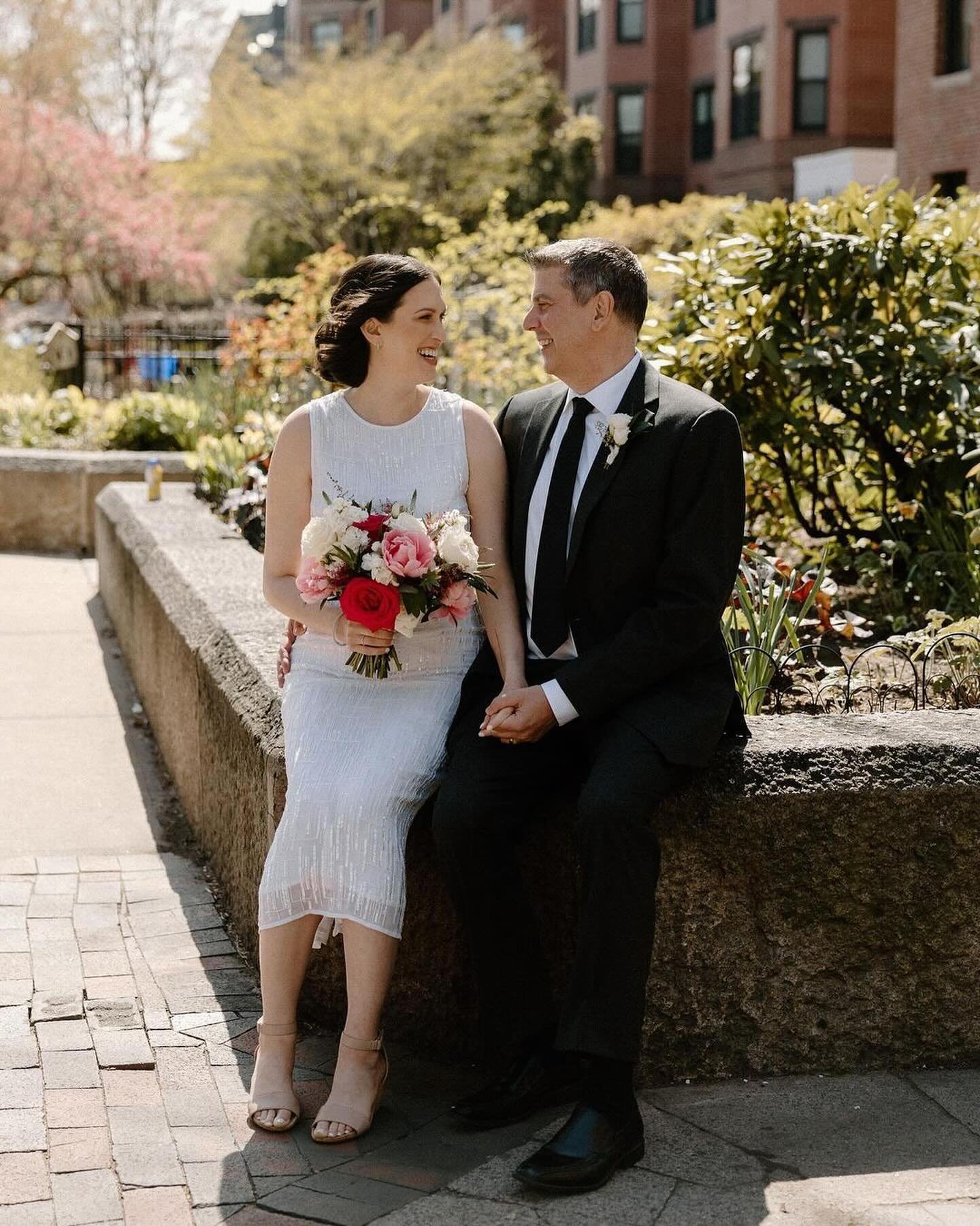 Mardi &amp; Andy 😻

Mardi and Andy wed in Chicago, but celebrated with family in Boston. Mardi wanted a slight change from her wedding look so we opted for a half up with soft texture vs. her normal straight down style. We added a few embellishments