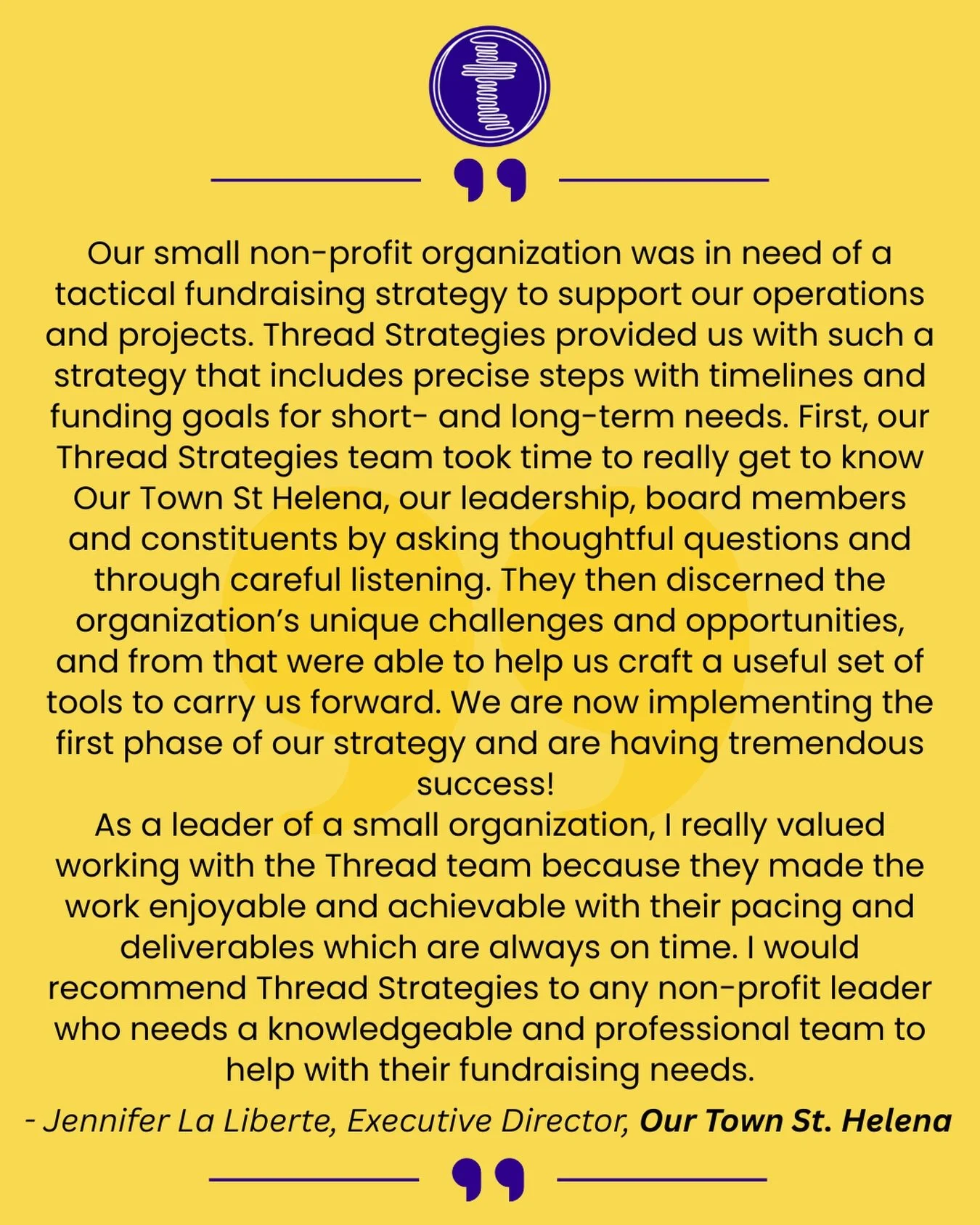 This is why we do what we do. 💛

When @ourtownsthelena came to us, they needed more than a fundraising plan. They needed a partner who would take the time to truly understand their mission, their people, and their path forward.

We&rsquo;re so proud