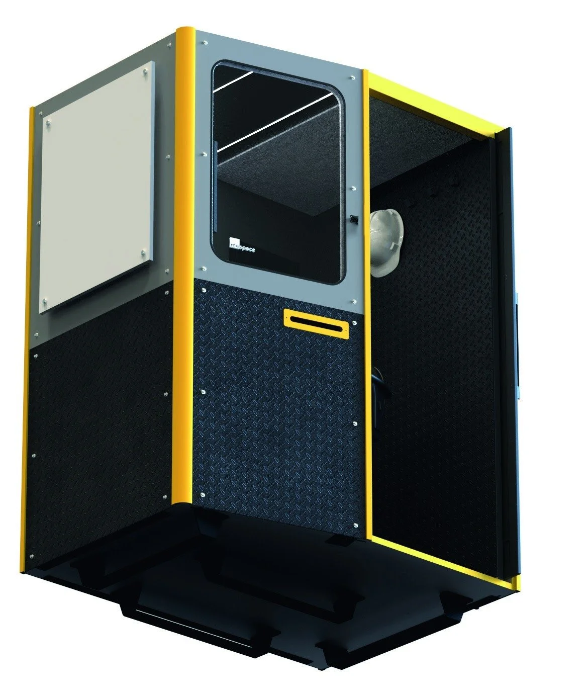 MeSpace Industrial with a pocket door and rugged lower panels for job sites.