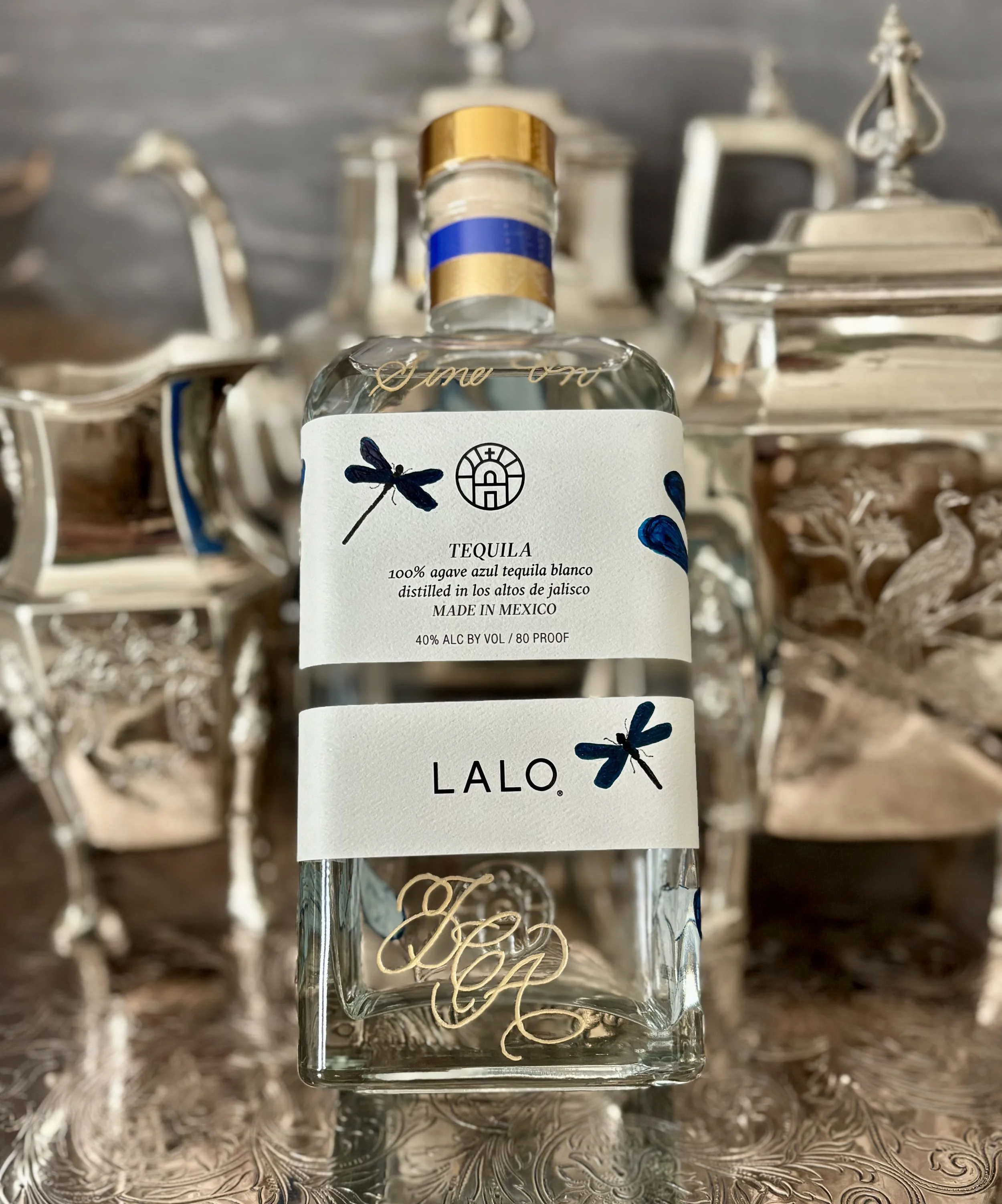 Painted and engraved bottle