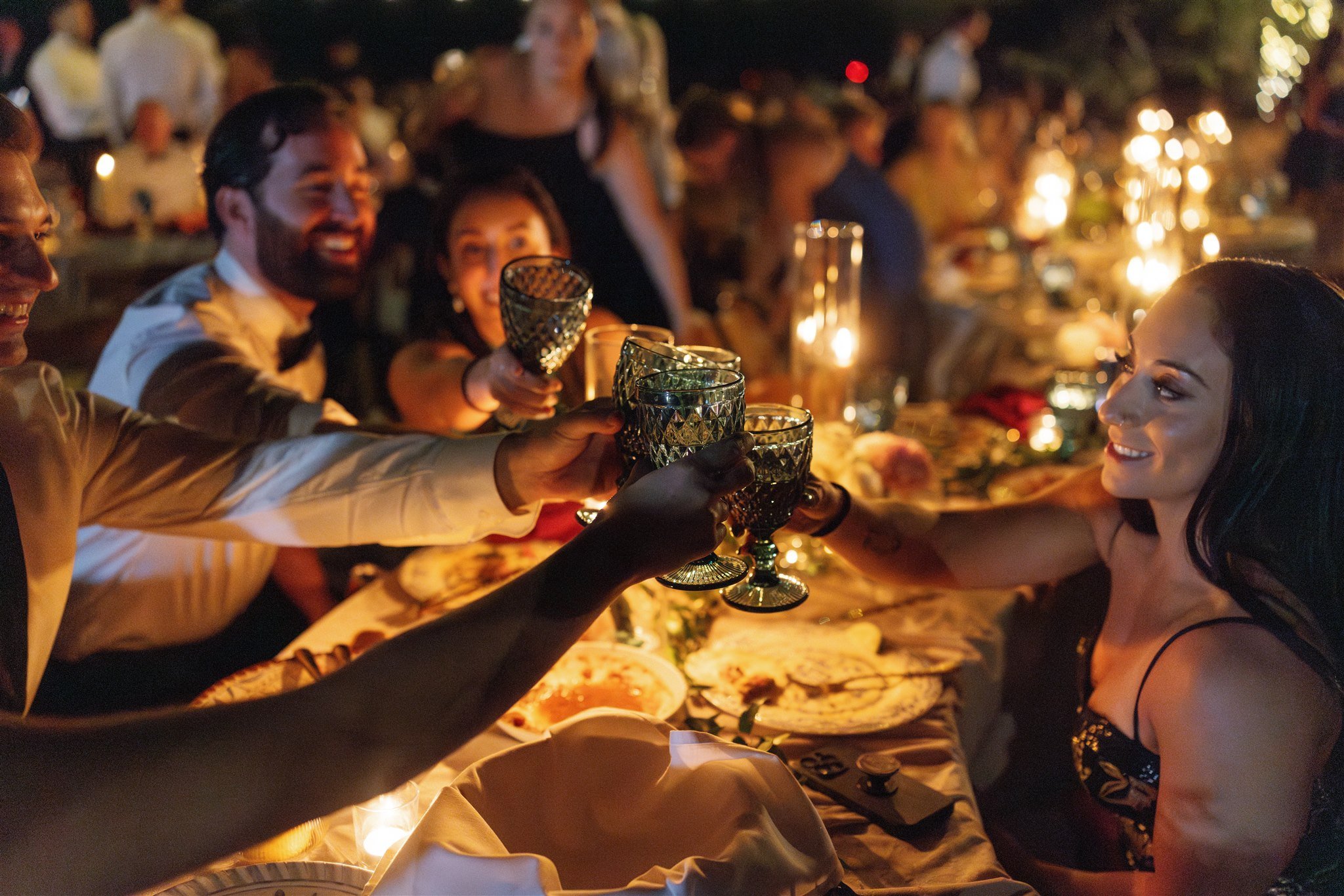 Farm to table Long Outdoor under the stars dinner reception