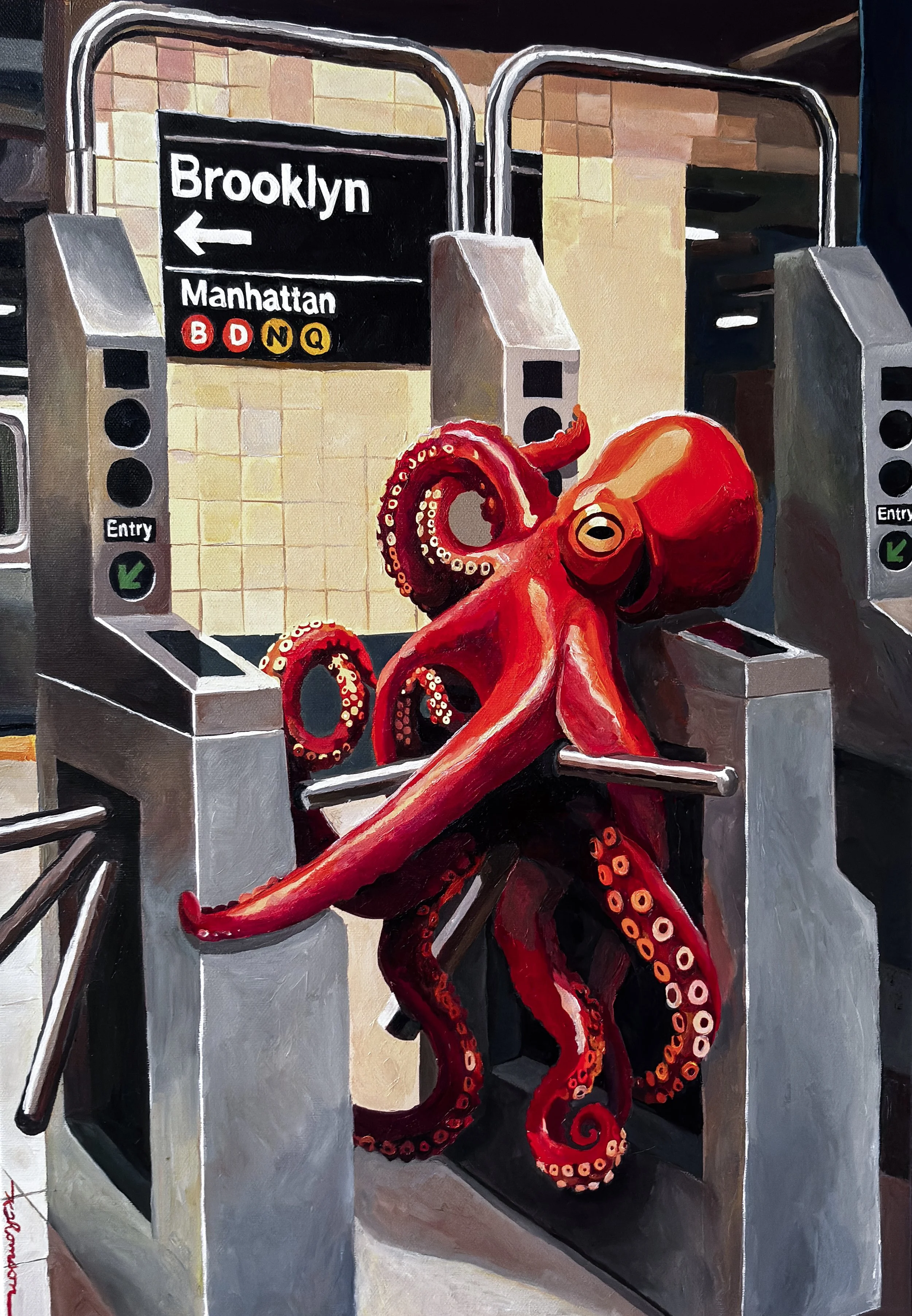 Trouble Getting to Brooklyn (2026), 20x14 inches