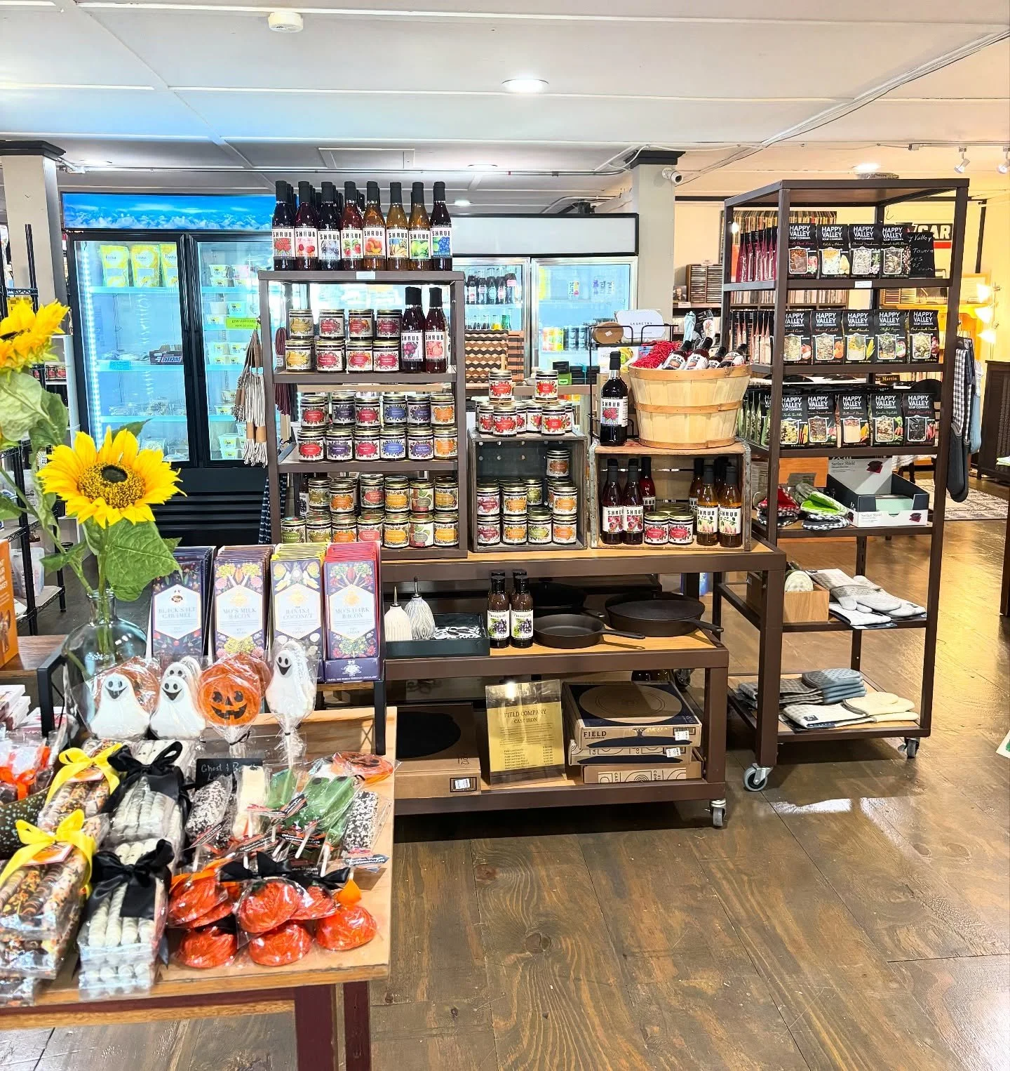 Have you visited our food section? We have gourmet and other fun candies,  jams, preserves, savory condiments, honey, hot sauce, shrubs and mixers, Happy Valley Soups (made by Cooke Tavern) and so much more!  Stop in next time you need a local favori