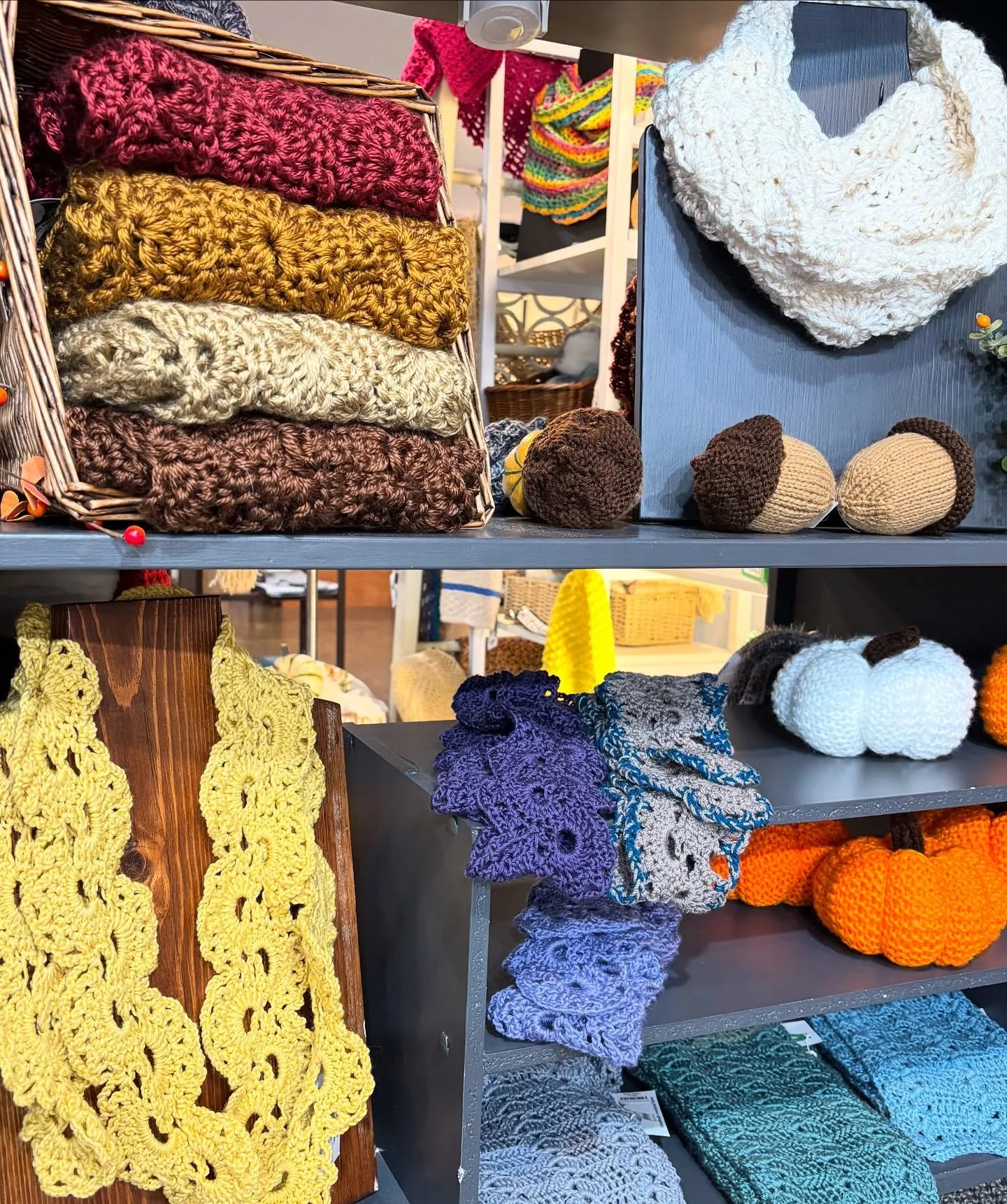 Fall colors and warmth, shop @scarvesnmoreduo for one-of-a-kind handmade crochet pieces.