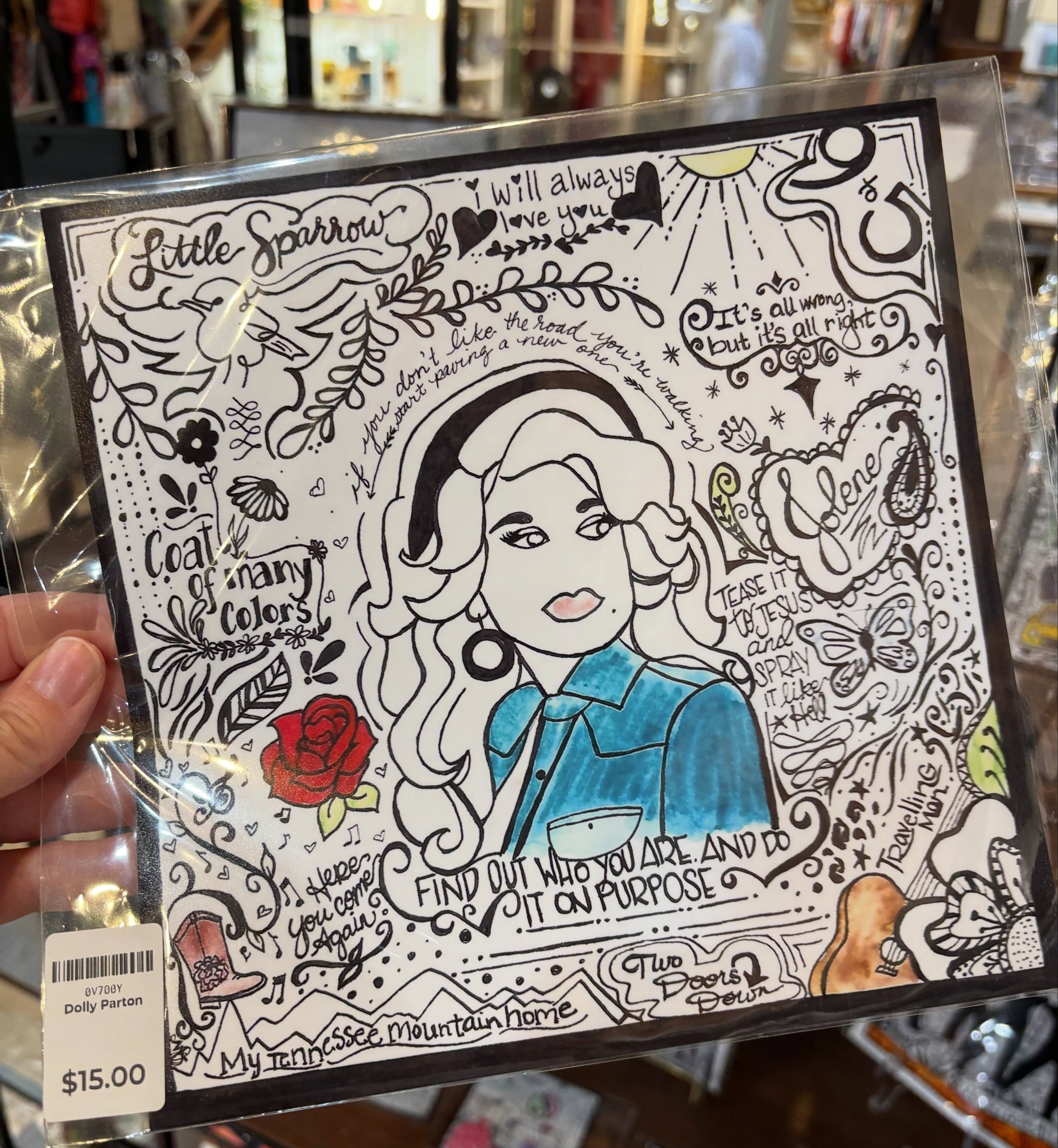 Album and pop culture art by @preston_designs. Stop in to shop the Fall restock.  You have to see these in person to notice all of the detail.