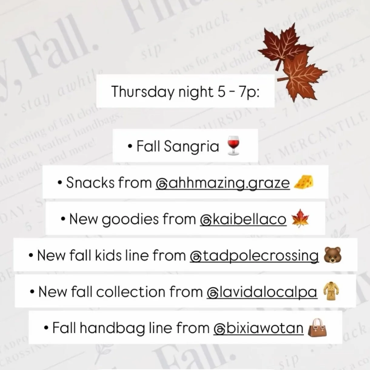 Happening Thursday, September 24th. Help us celebrate &ldquo;Finally, Fall.&rdquo;