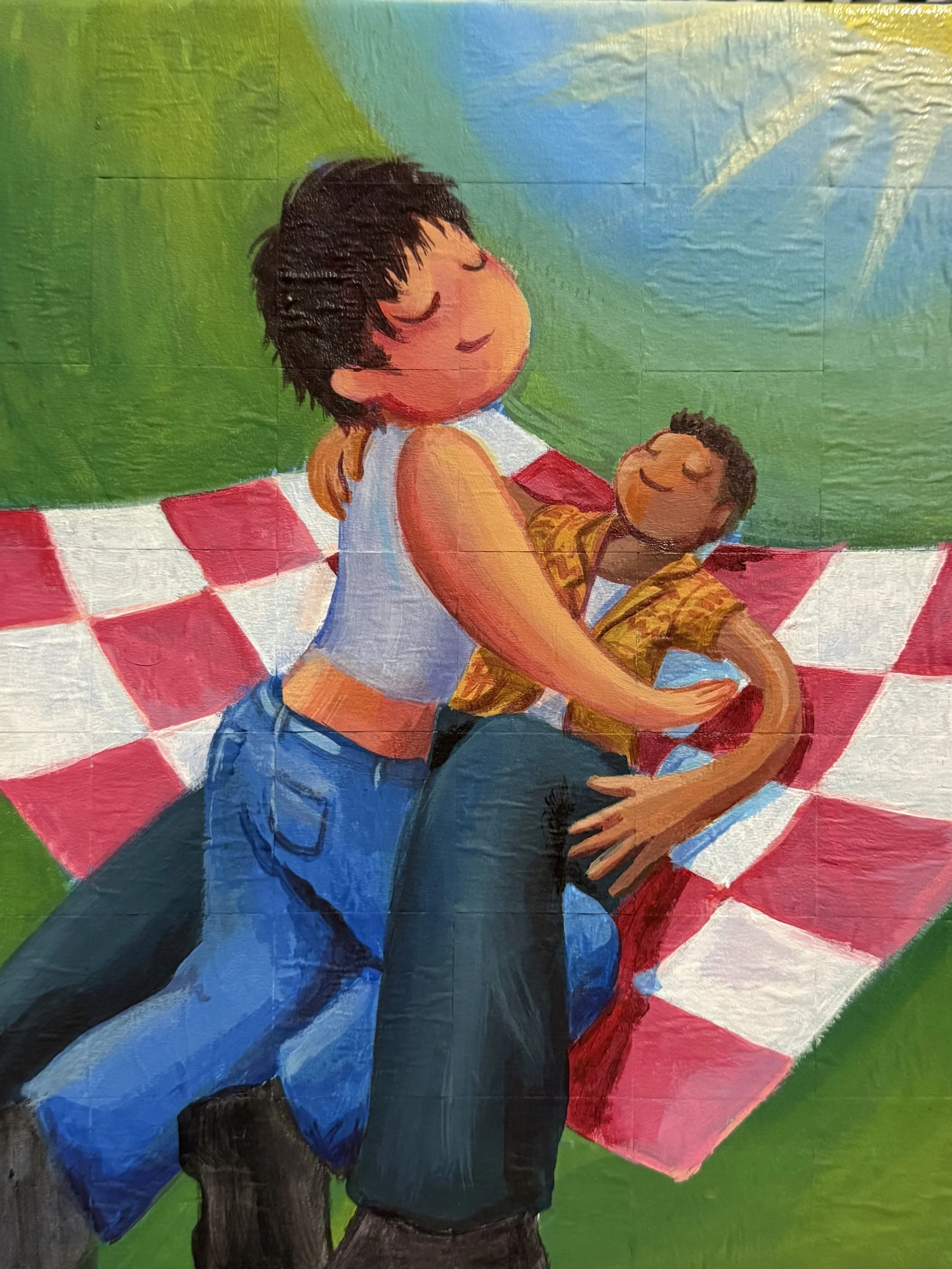 april's fool || 7x10" || acrylic over weaved tape