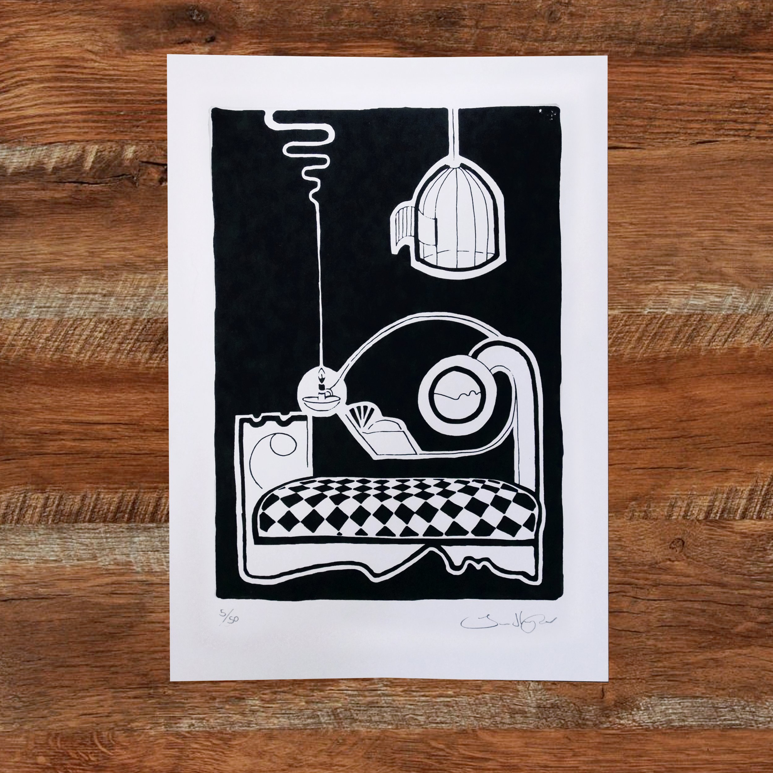 Bed | A4 Hand Pulled Screenprint