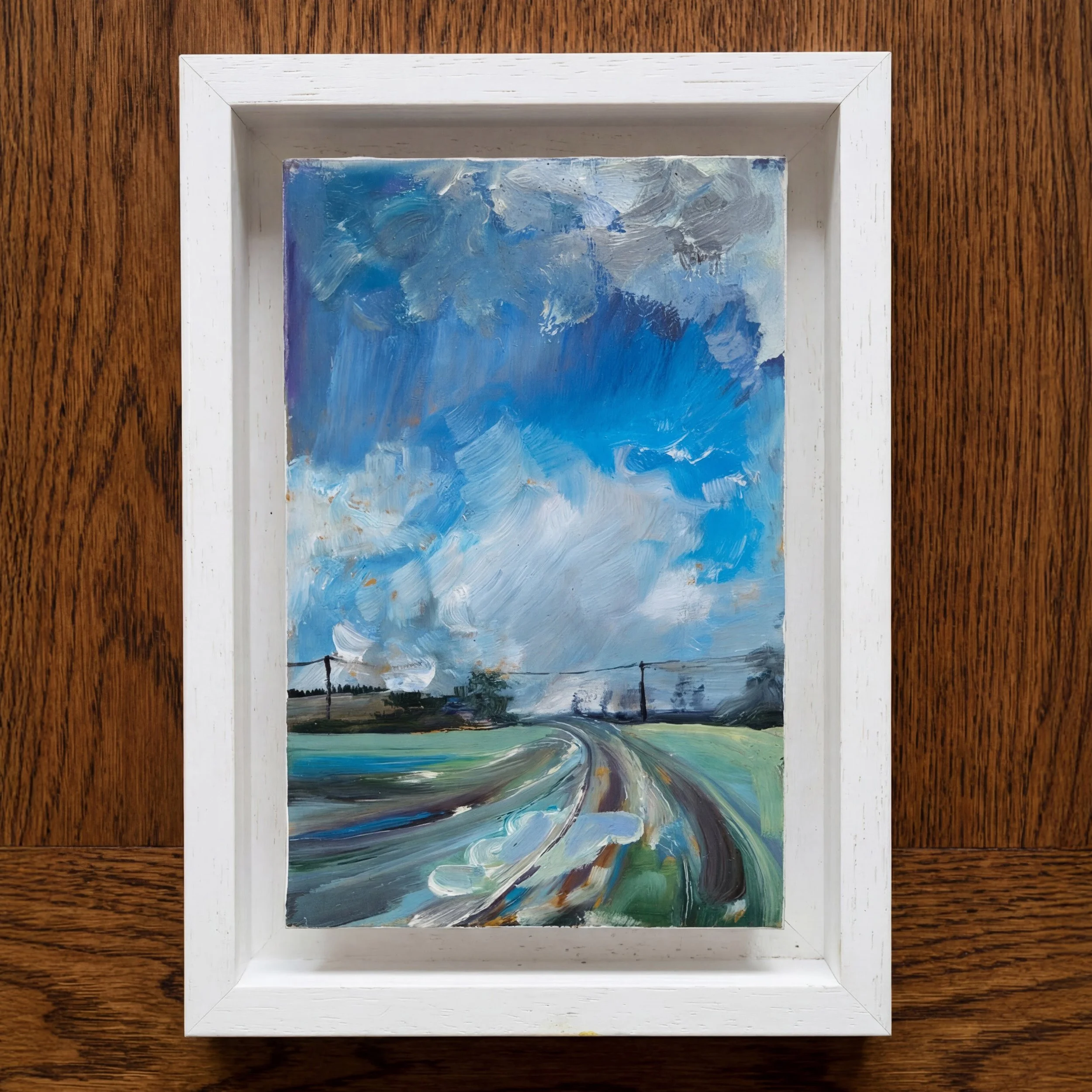Puddle Path. Oil on Panel, 12 x 15 cm. Framed. SOLD