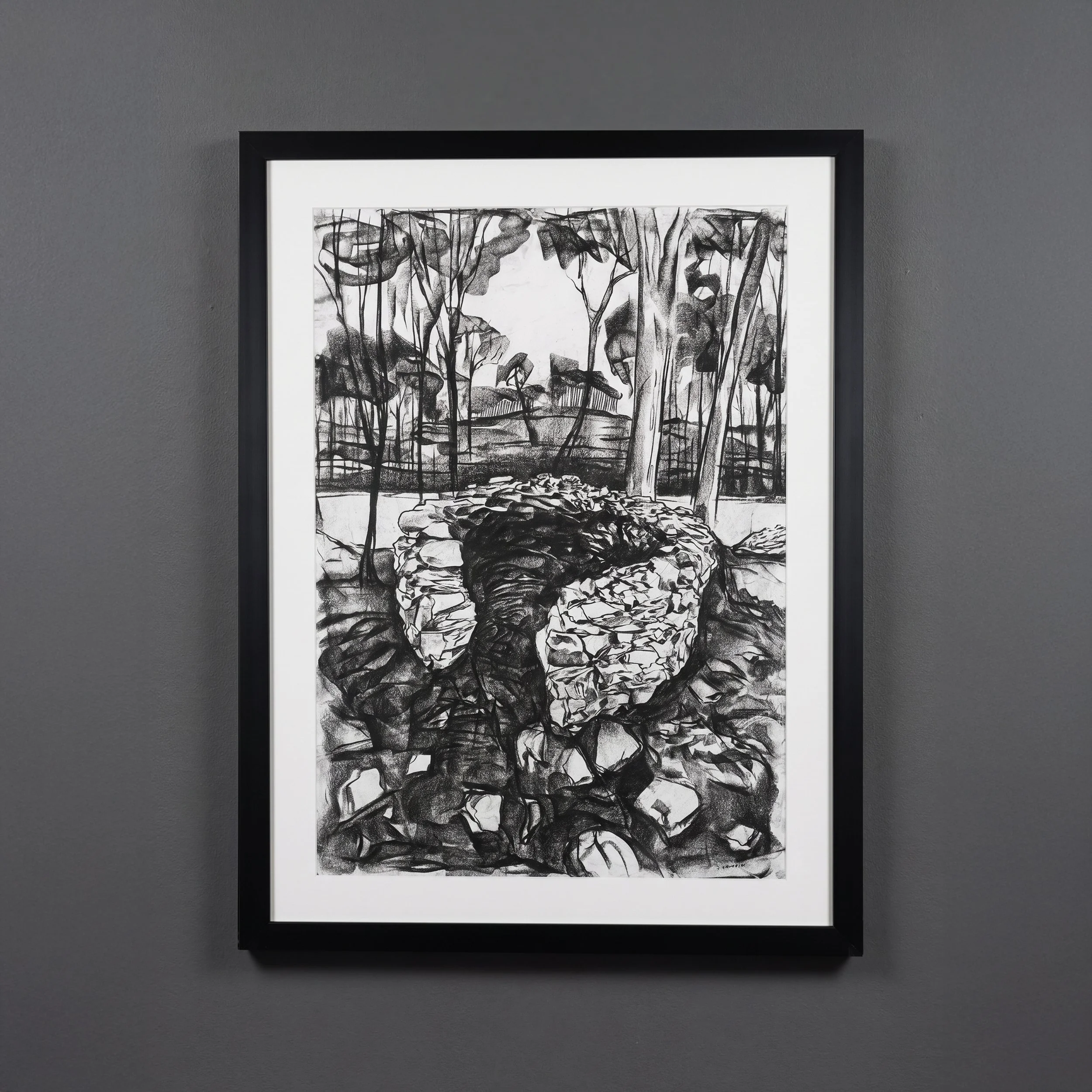 The Rock House, Charcoal on Paper, 80 x 104 cm, Framed. £500