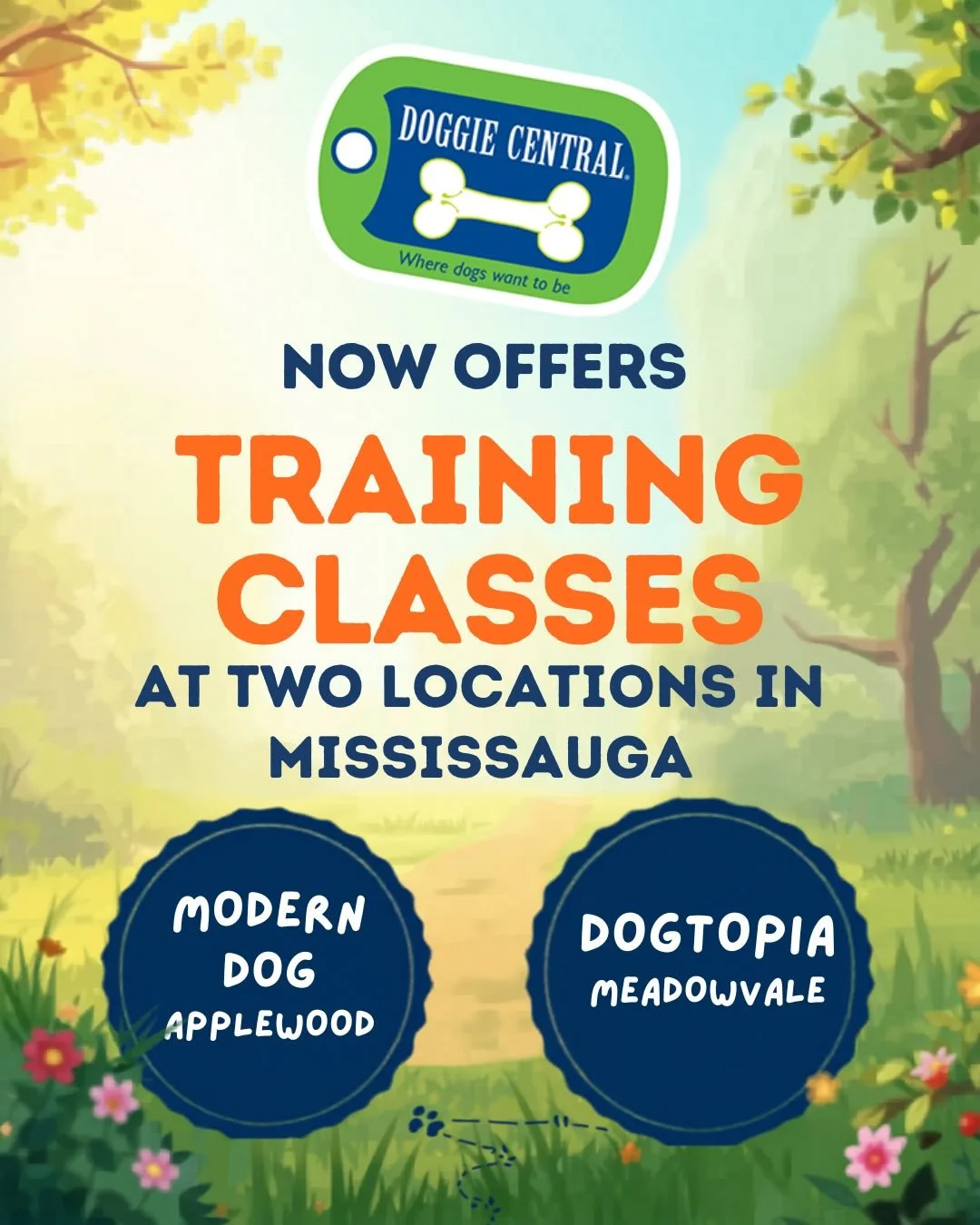 🐾 BIG NEWS, dog lovers! Doggie Central just got TWICE as awesome! 🎉

We&rsquo;re thrilled to announce that our classes are now available at TWO incredible locations:

📍 The Modern Dog &ndash; Applewood
📍 Dogtopia &ndash; Meadowvale

Whether you&r