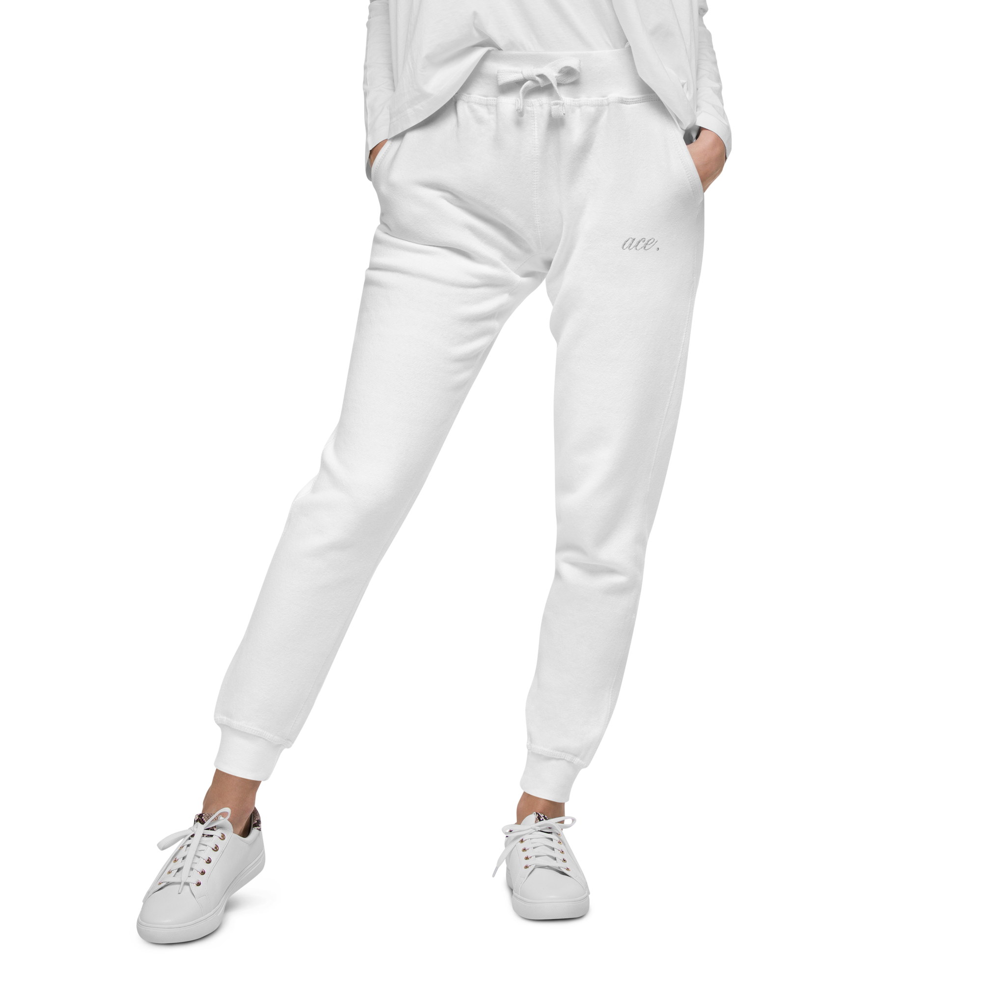 unisex-fleece-sweatpants-white-front-6a89f857683c2.png