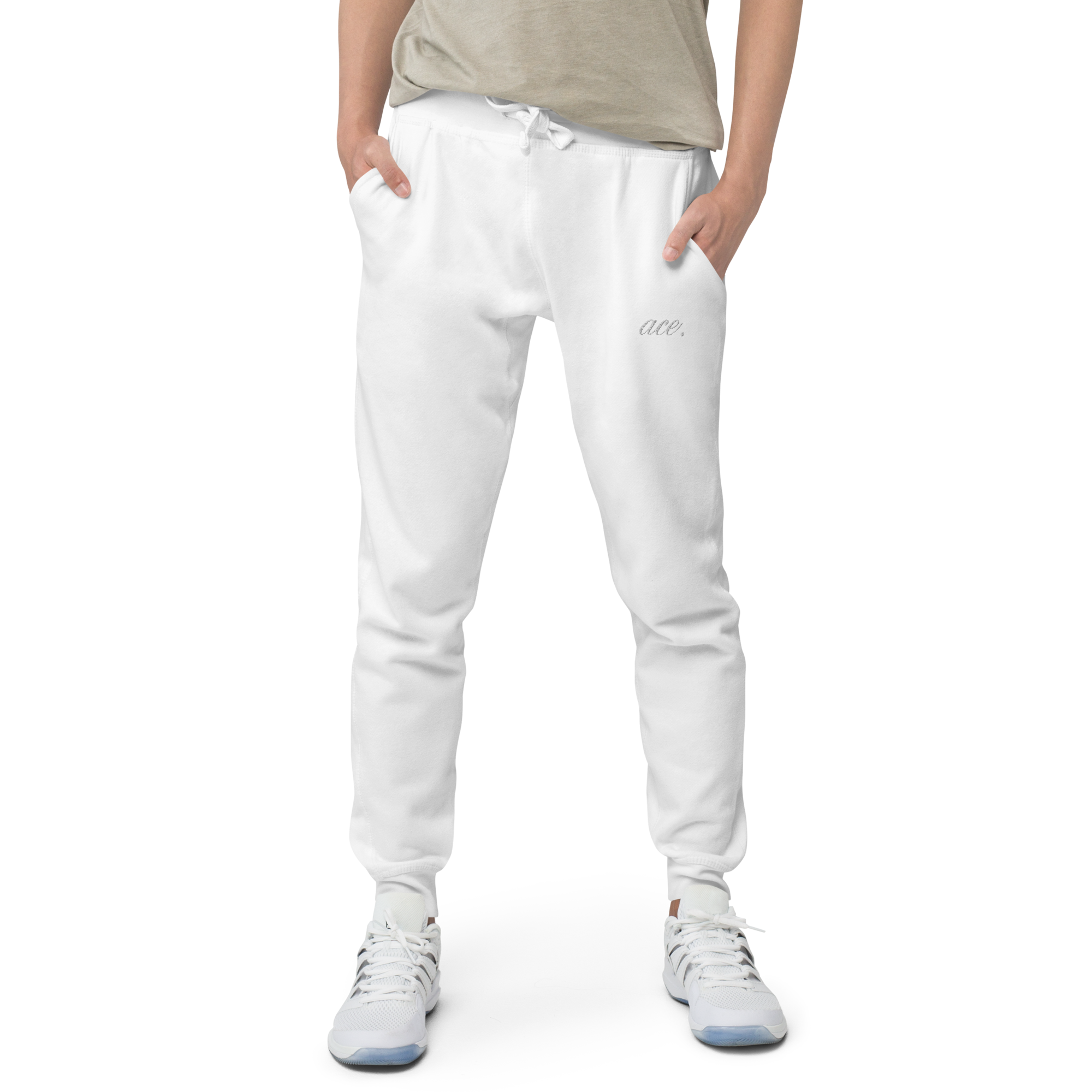 unisex-fleece-sweatpants-white-front-6a89f85767a1f.png