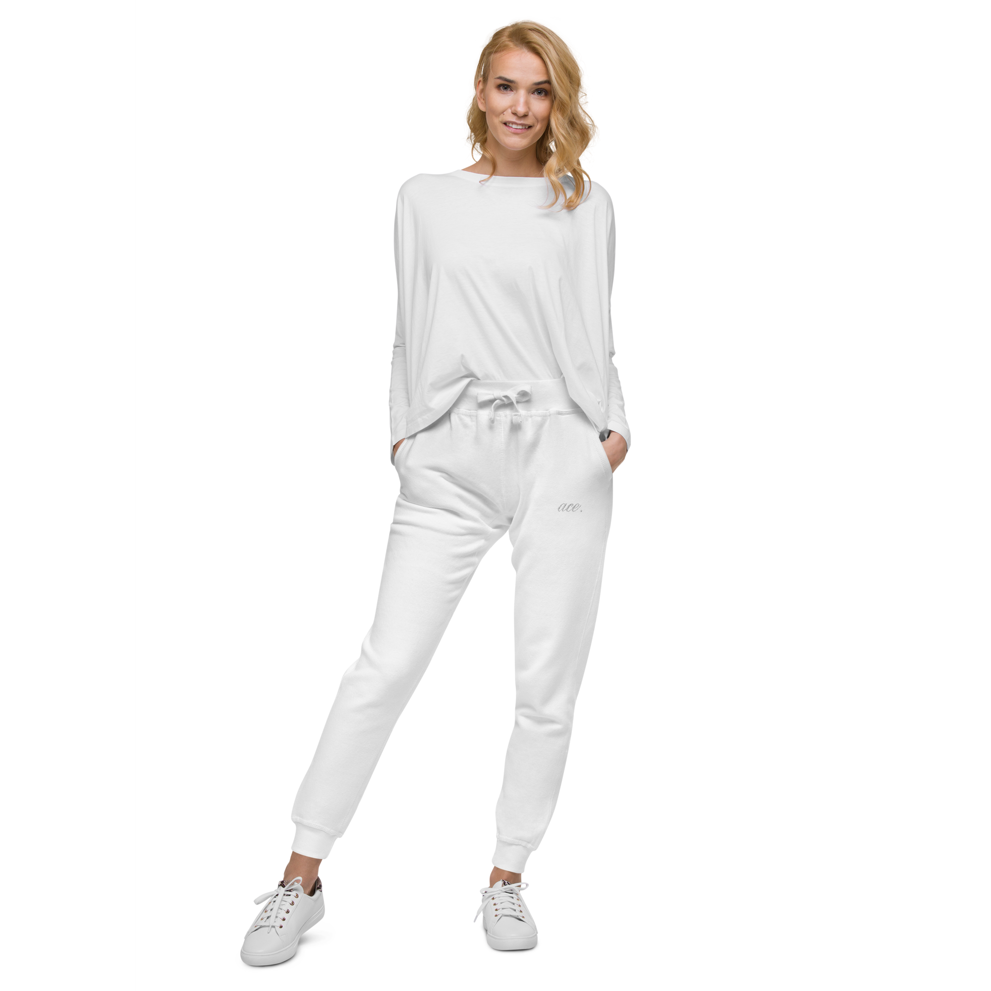 unisex-fleece-sweatpants-white-front-6a89f85768083.png