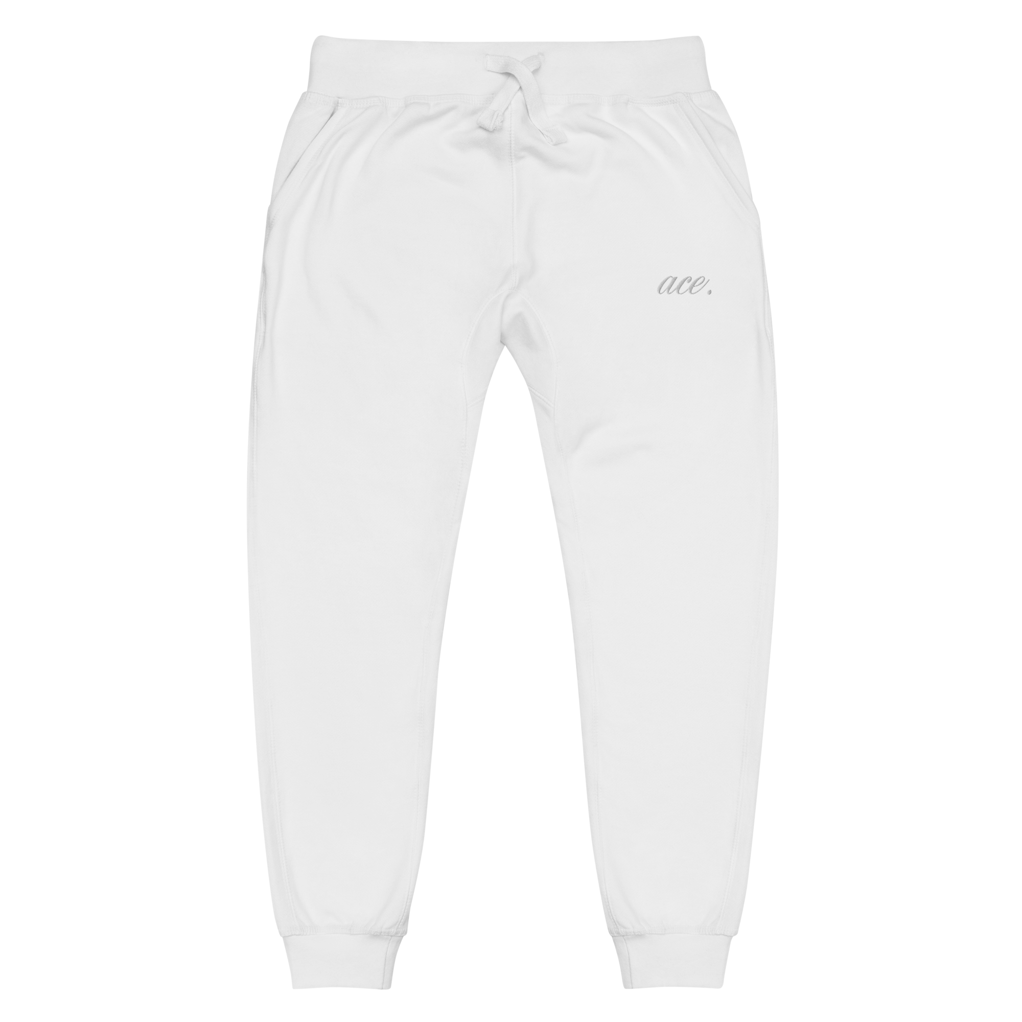 unisex-fleece-sweatpants-white-front-6a89f8576722d.png