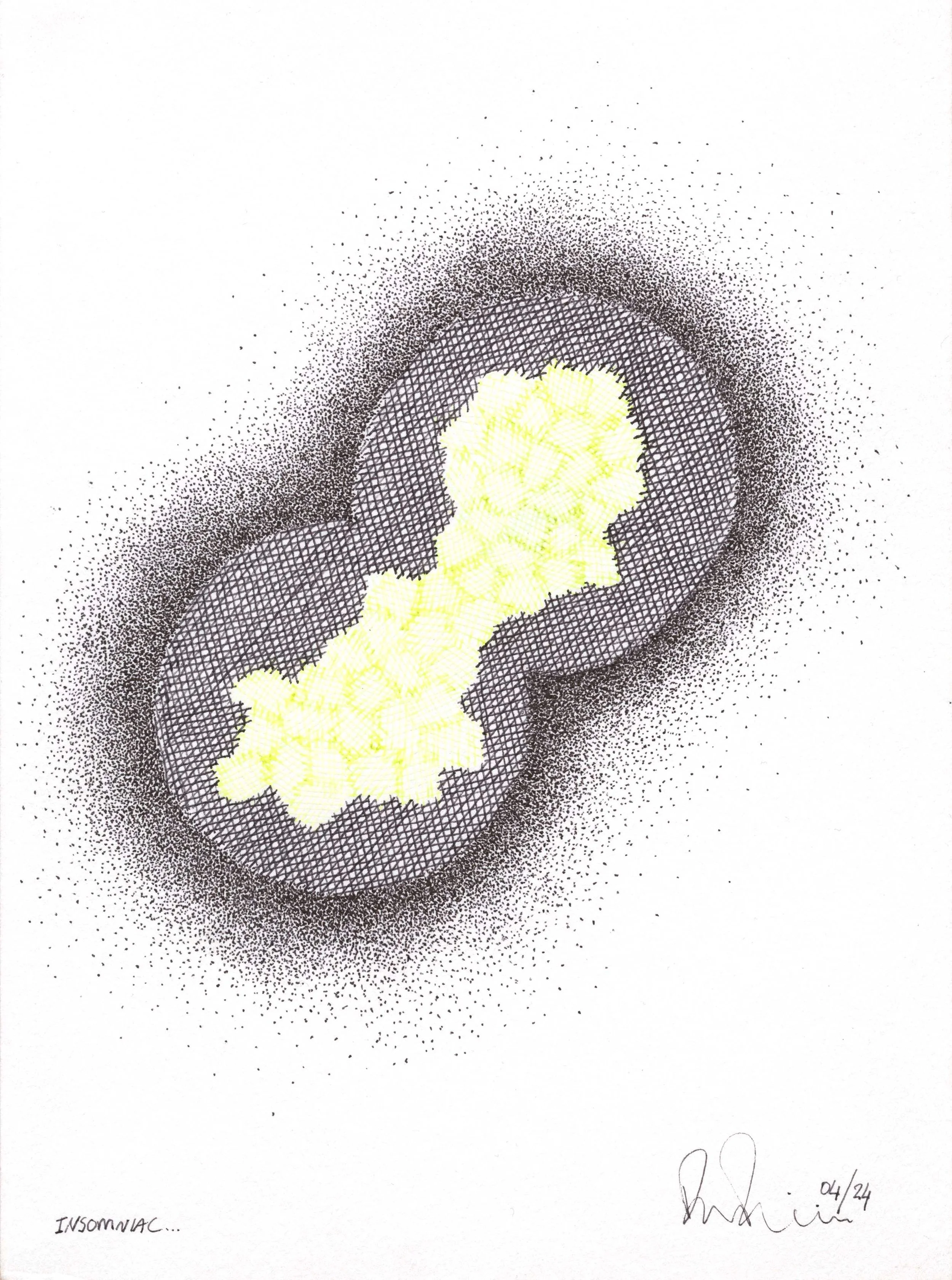 INSOMNIAC 9'' X 12'' 140 LBS WATERCOLOUR PAPER, PEN AND INK