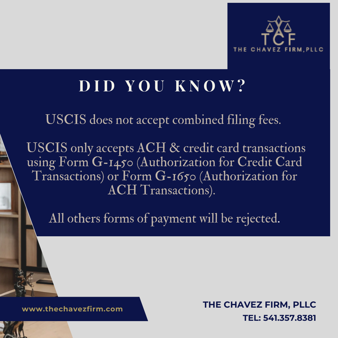 USCIS Only Accepts ACH &amp; Credit Card Payments 