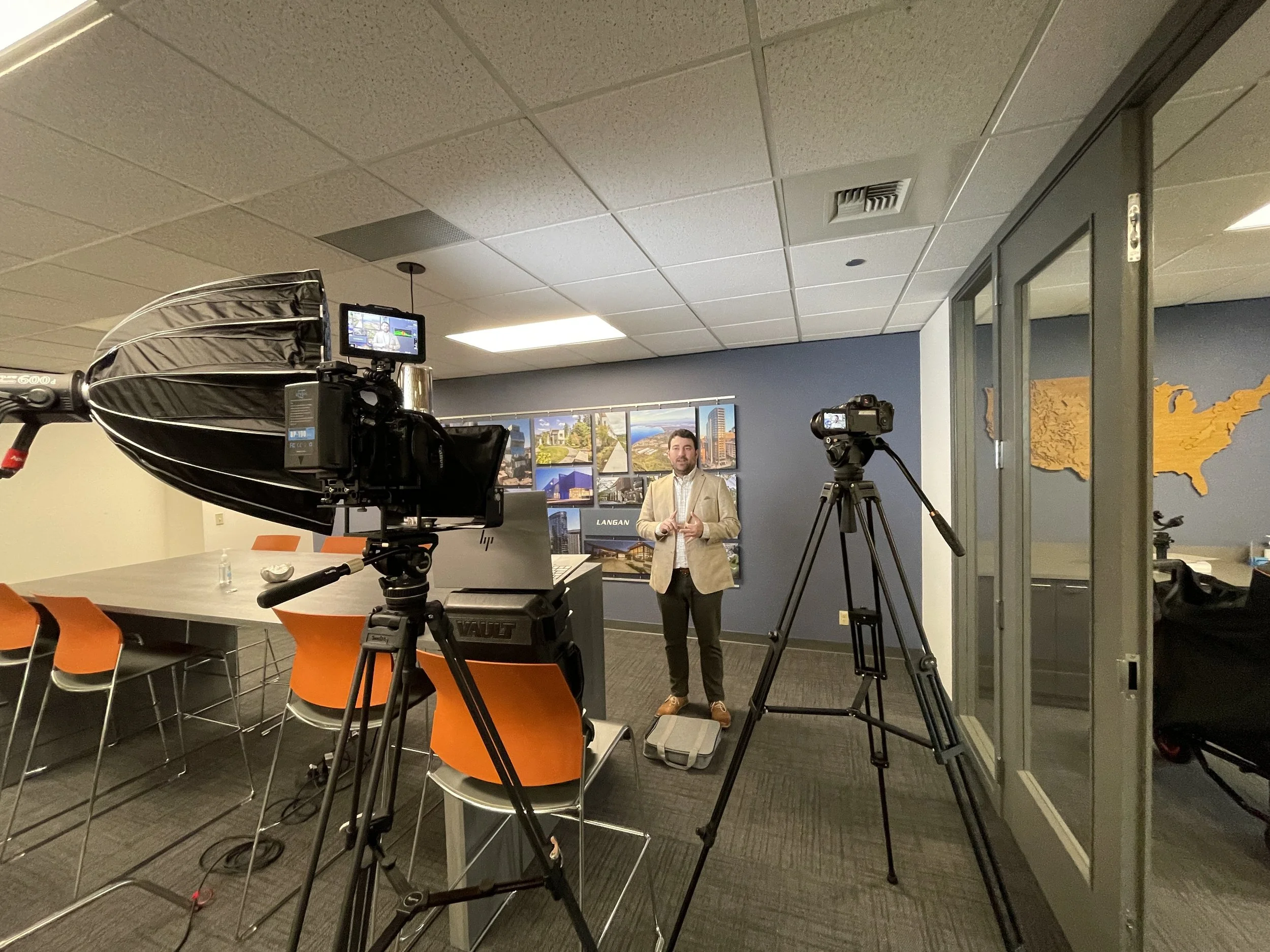 Professional corporate video interview setup in Seattle