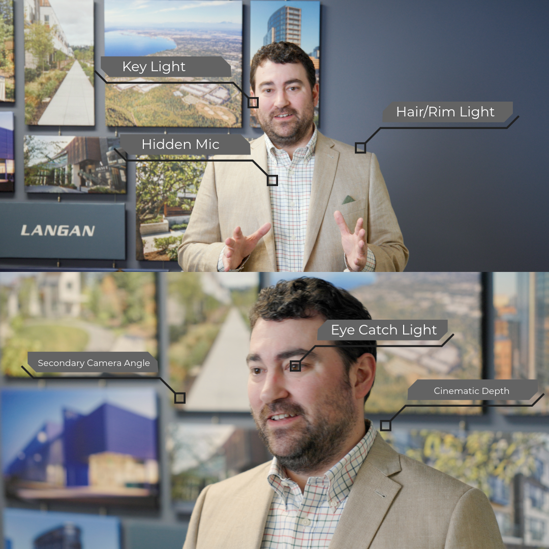 Professional corporate video interview setup in Seattle