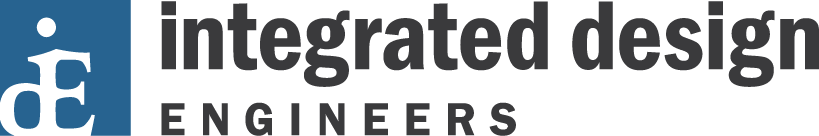 Logo of integrated design engineers with a blue square and stylized letters 'i', 'd', and 'e'