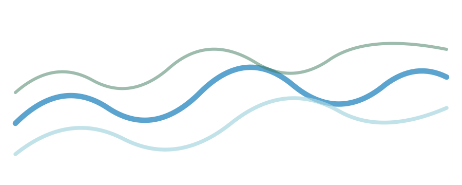 Four multi-colored wavy lines on a black background, with labeled points indicating data trends.