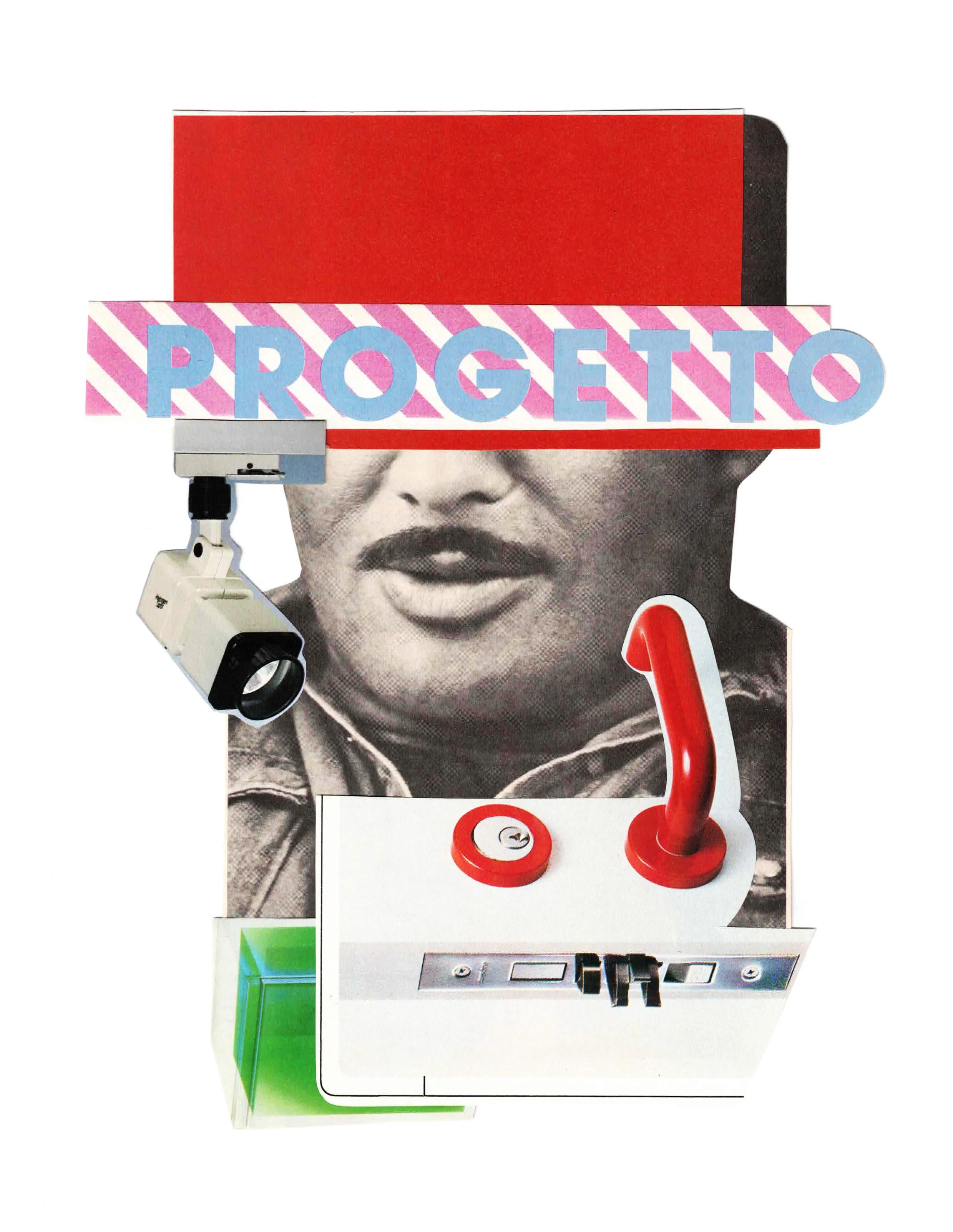 MONUMENT Collage, hand-cut found-image collage on wood panel, 9 × 12 inches.
