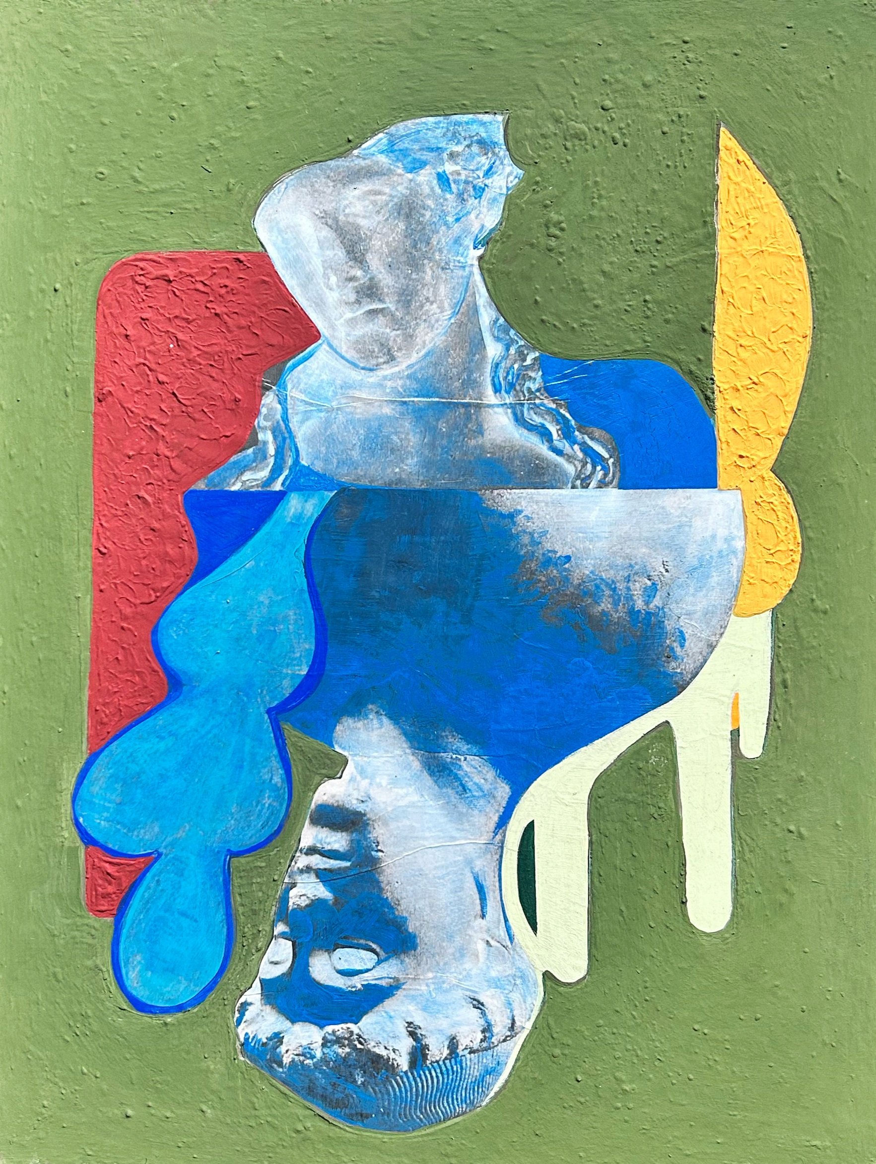 Untitled, 24"X18", water based glue, acrylics and plaster on canvas, 2025