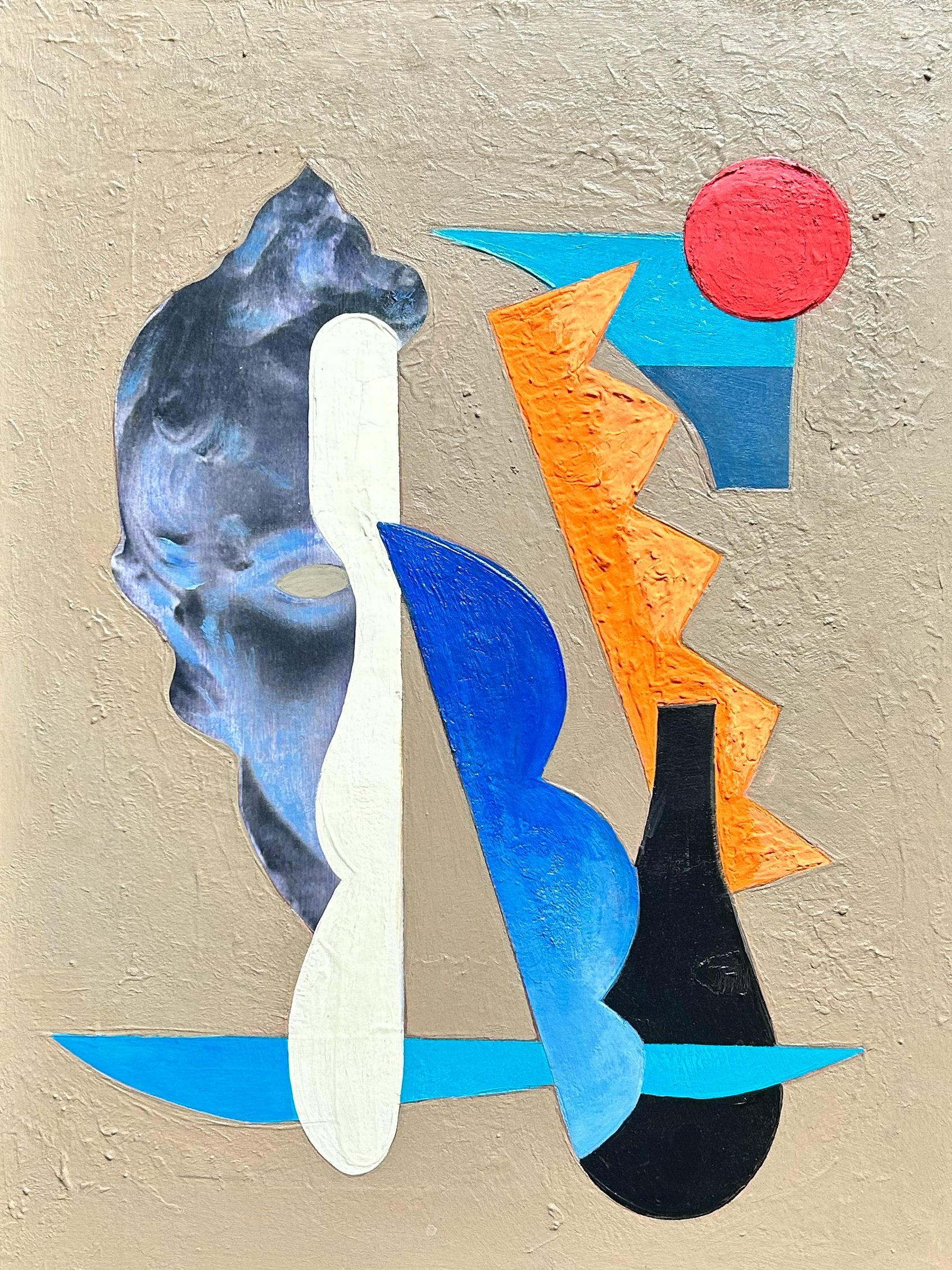 Untitled, 24"X18", water based glue, acrylics and plaster on canvas, 2025