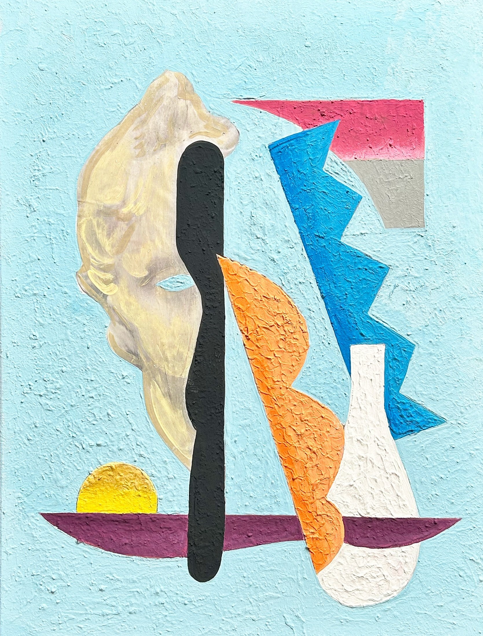 Untitled, 24"X18", water based glue, acrylics and plaster on canvas, 2025