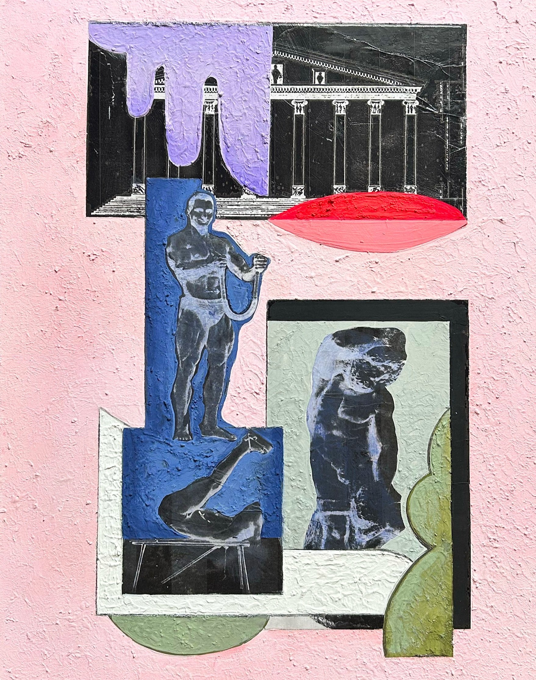 Untitled, 24"X18", water based glue, acrylics and plaster on canvas, 2025