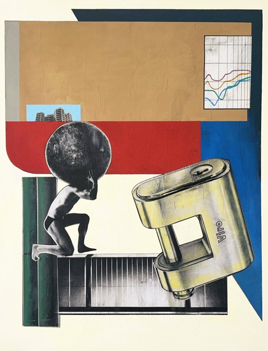 Atlas, 48"x36", water based glue,acrylics, and plaster canvas, 2024