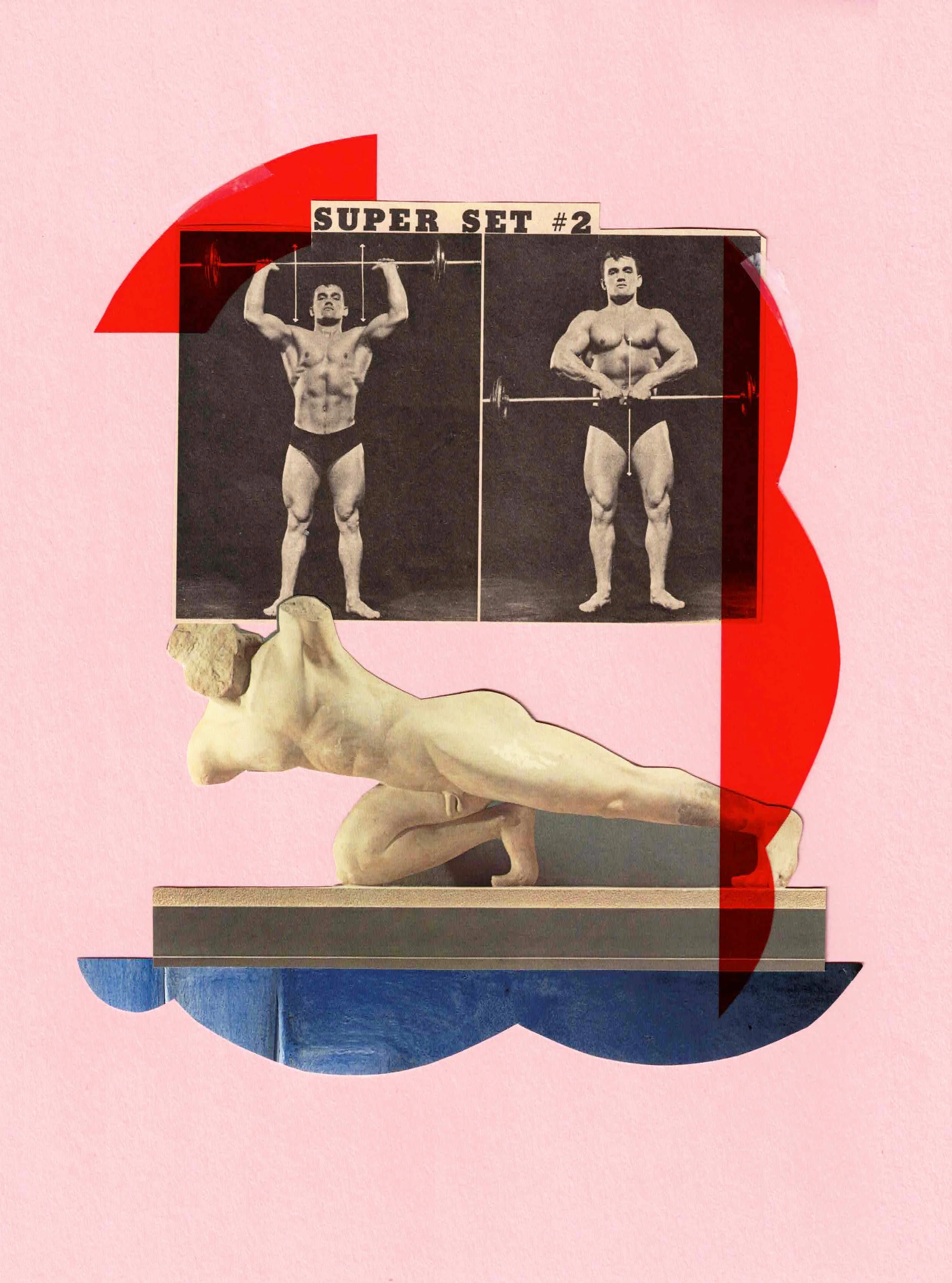 MONUMENT Collage, hand-cut found-image collage on wood panel, 9 × 12 inches.
